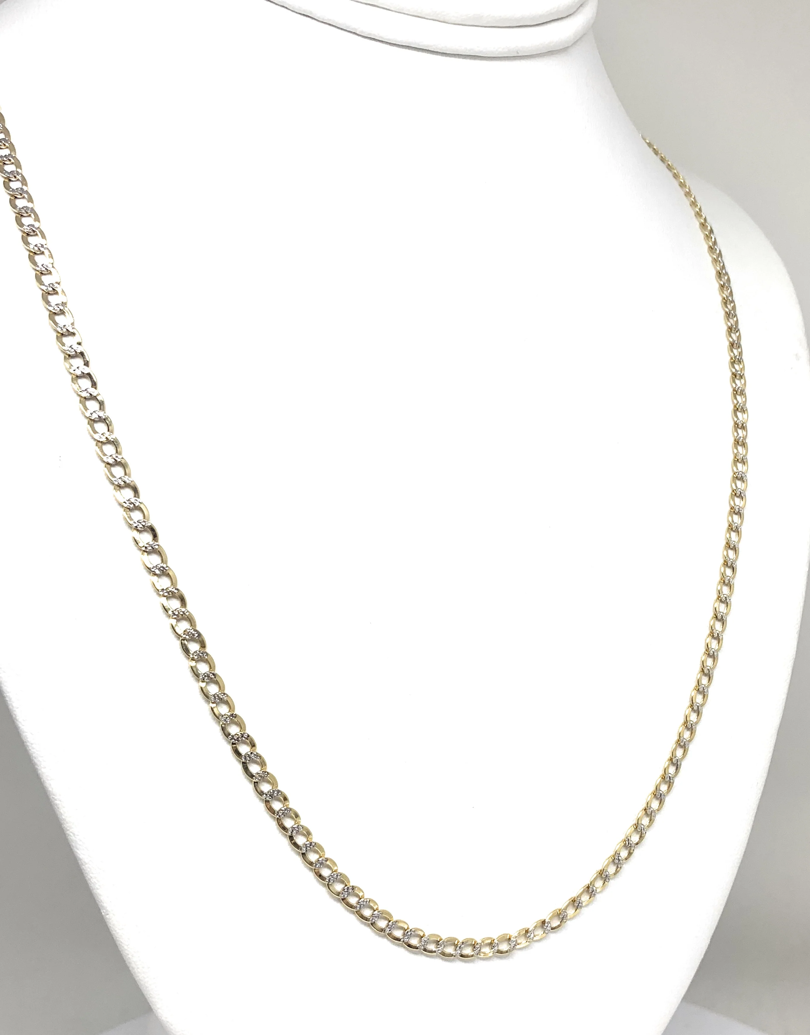 10k Solid Gold Diamond Cut (White Gold) Cuban CURB Link Chain 20-24 inches 3.5mm (Semi-Hollow Style) - Image 6