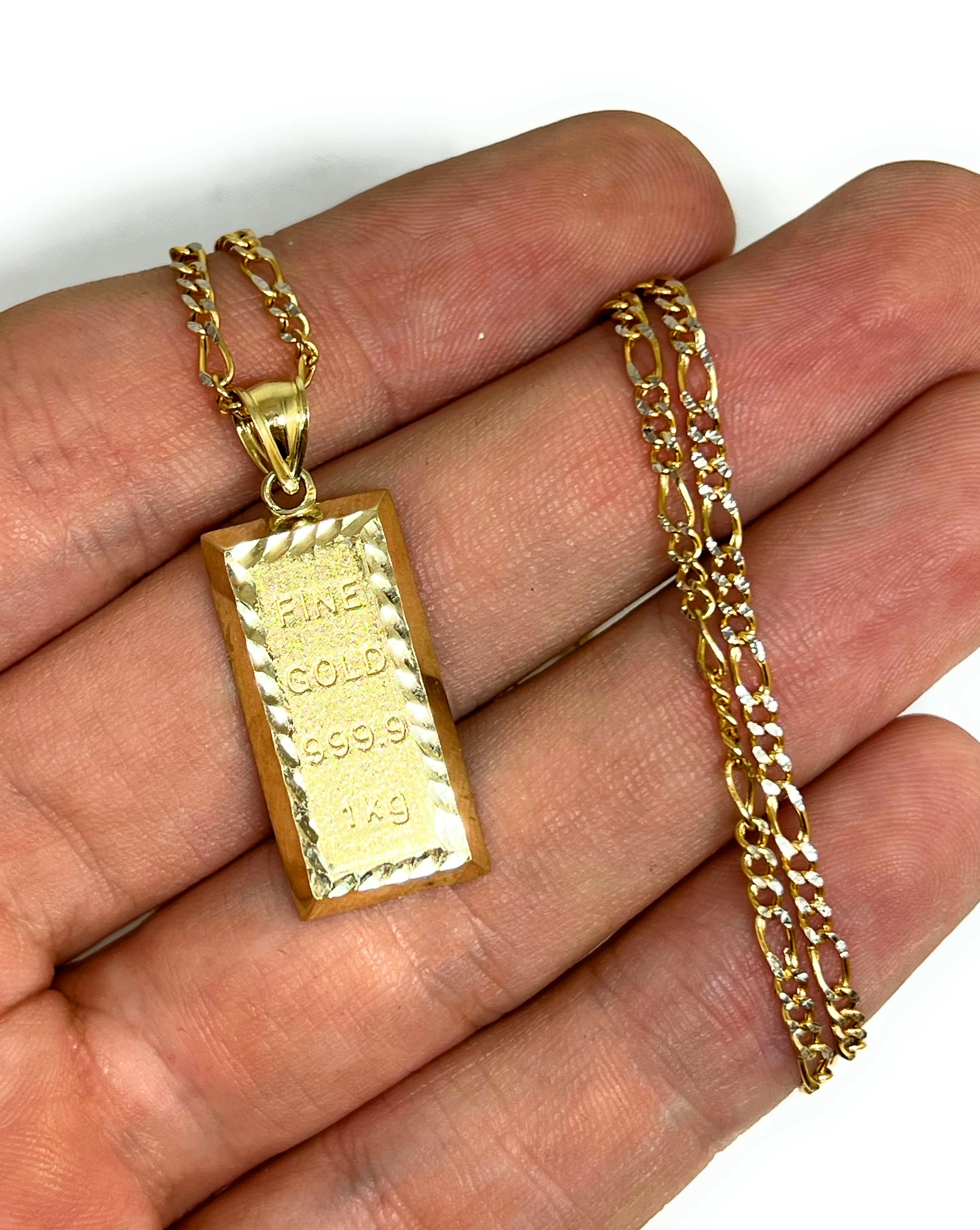 10k Solid Gold "1KG FINE GOLD" 999.9 GOLD BAR Pendant Necklace - Image 2