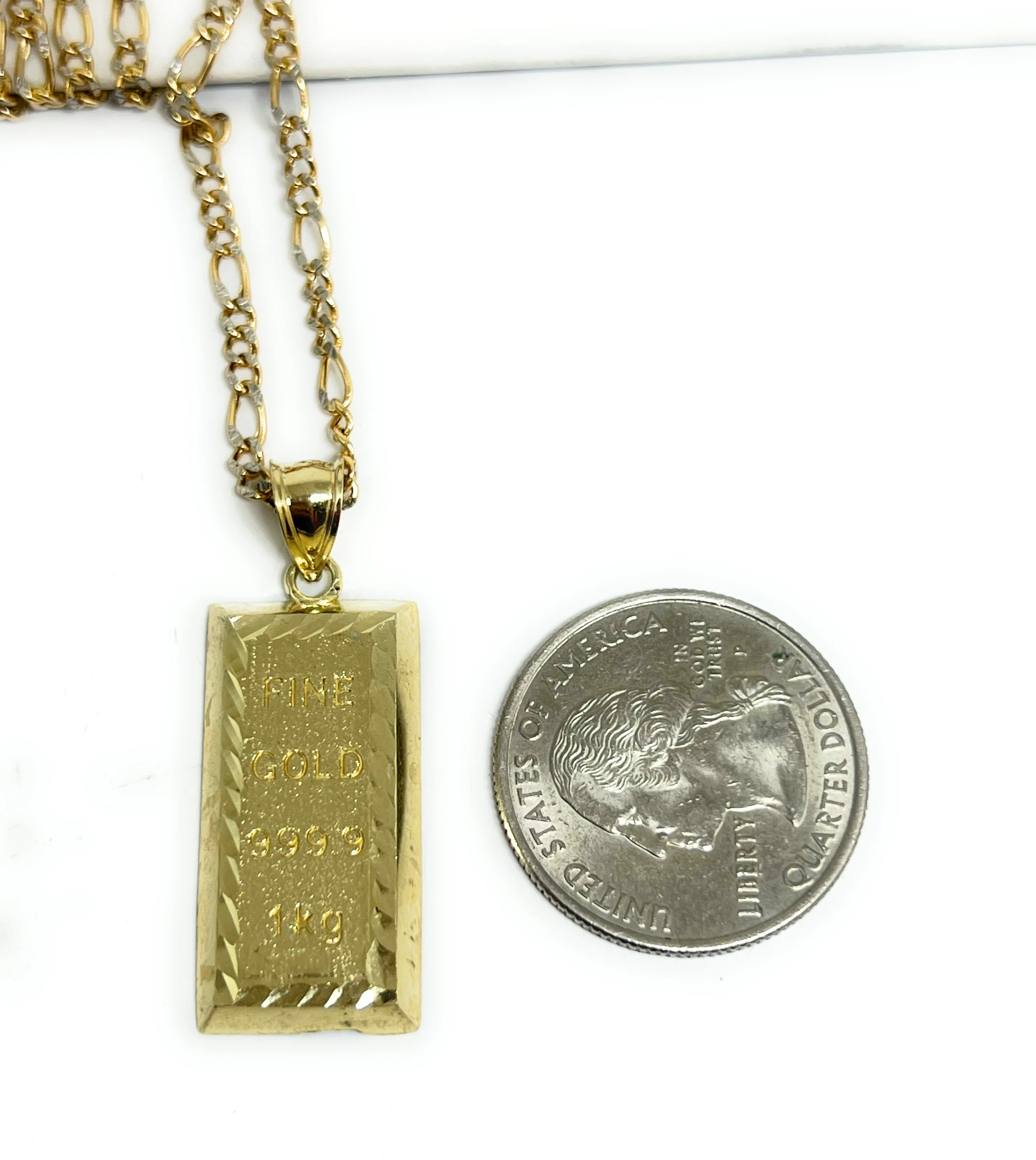 10k Solid Gold "1KG FINE GOLD" 999.9 GOLD BAR Pendant Necklace - Image 3