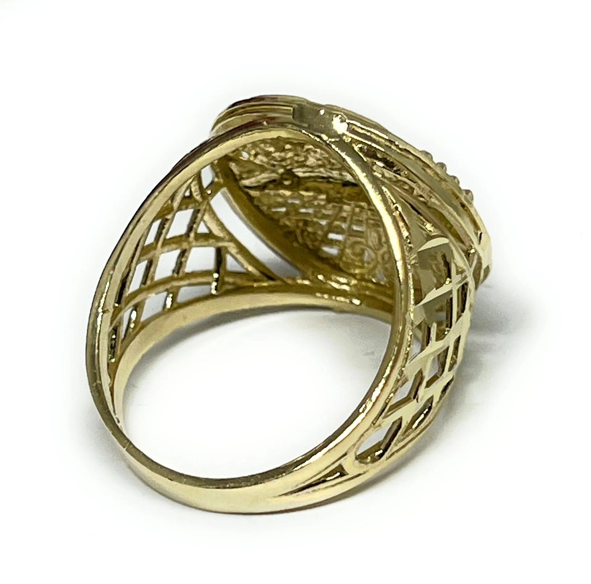 10k Solid Gold 2-Tone Classic Round Last Supper Ring - Image 5