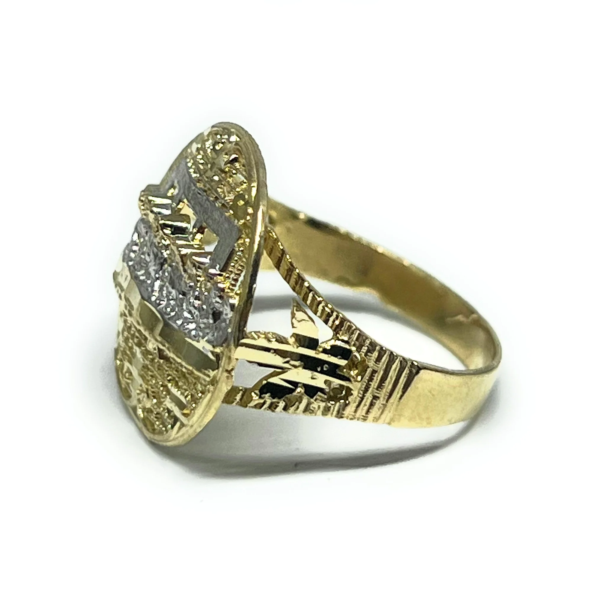10k Solid Gold 2-Tone Classic Round Last Supper Ring - Image 2