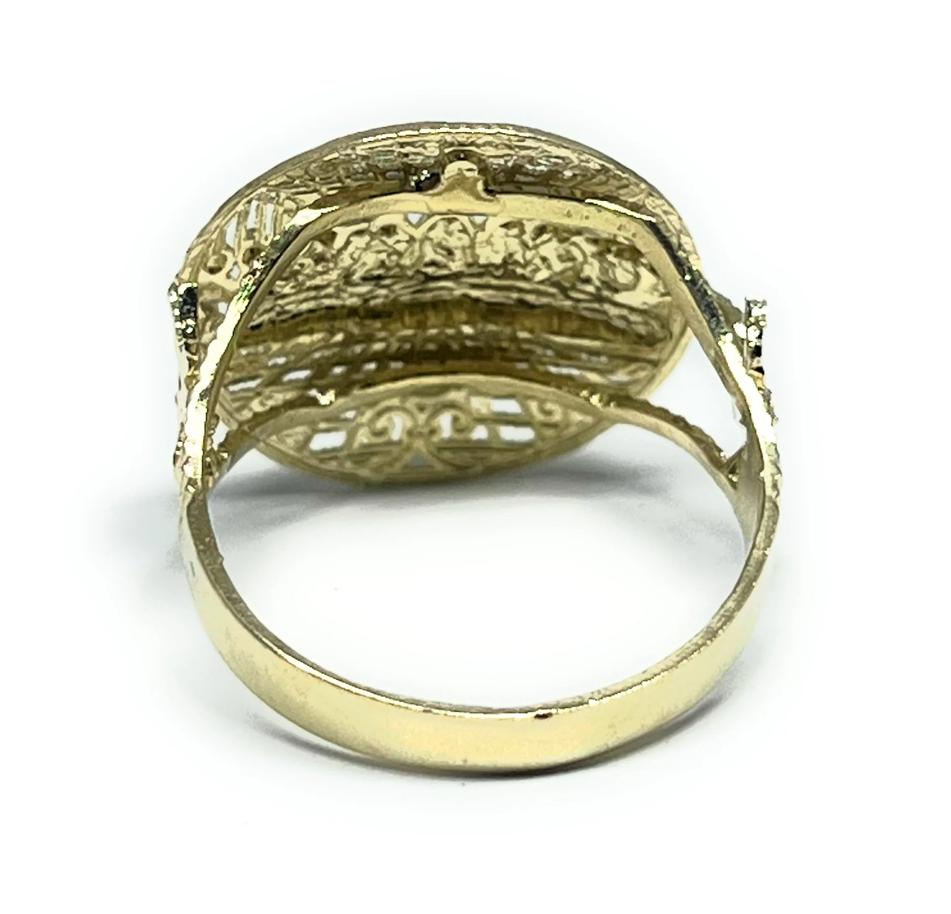 10k Solid Gold 2-Tone Classic Round Last Supper Ring - Image 3