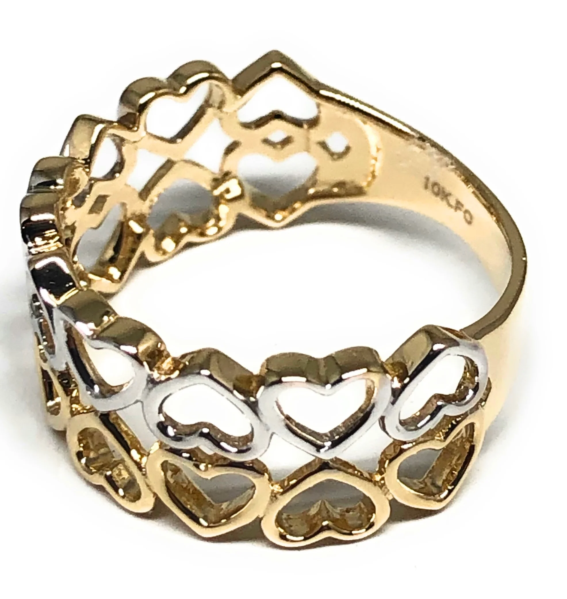 10k Solid Gold 2-Tone Double Heart Ring (FC 70) - Image 2