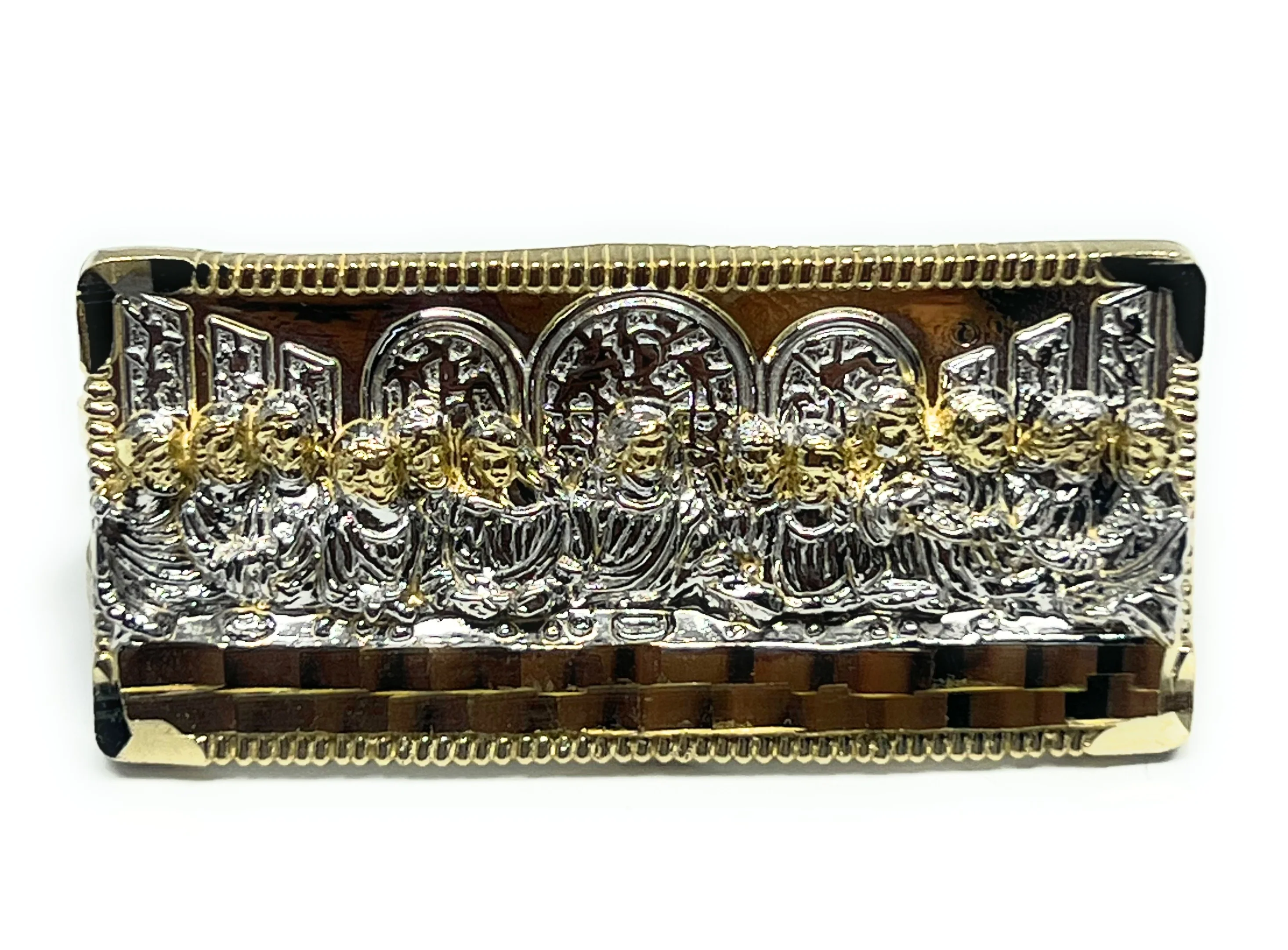 10k Solid Gold 2-Tone LAST SUPPER TWO FINGER Ring (13g) - Image 4