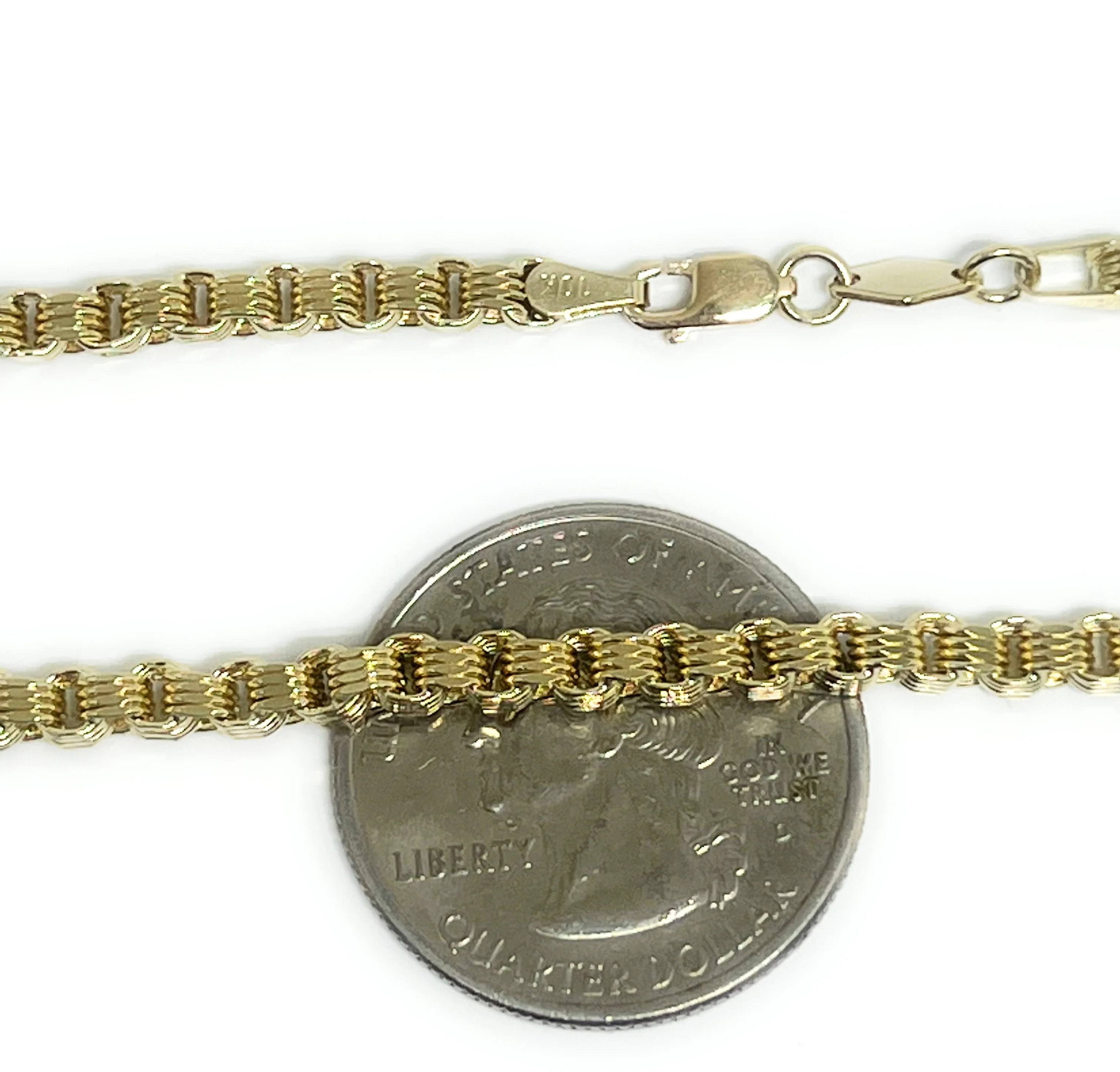 10k Solid Gold ALEXANDER BOX BRRACELET 7-8 inch 3.5mm (Semi-Hollow Style) - Image 2