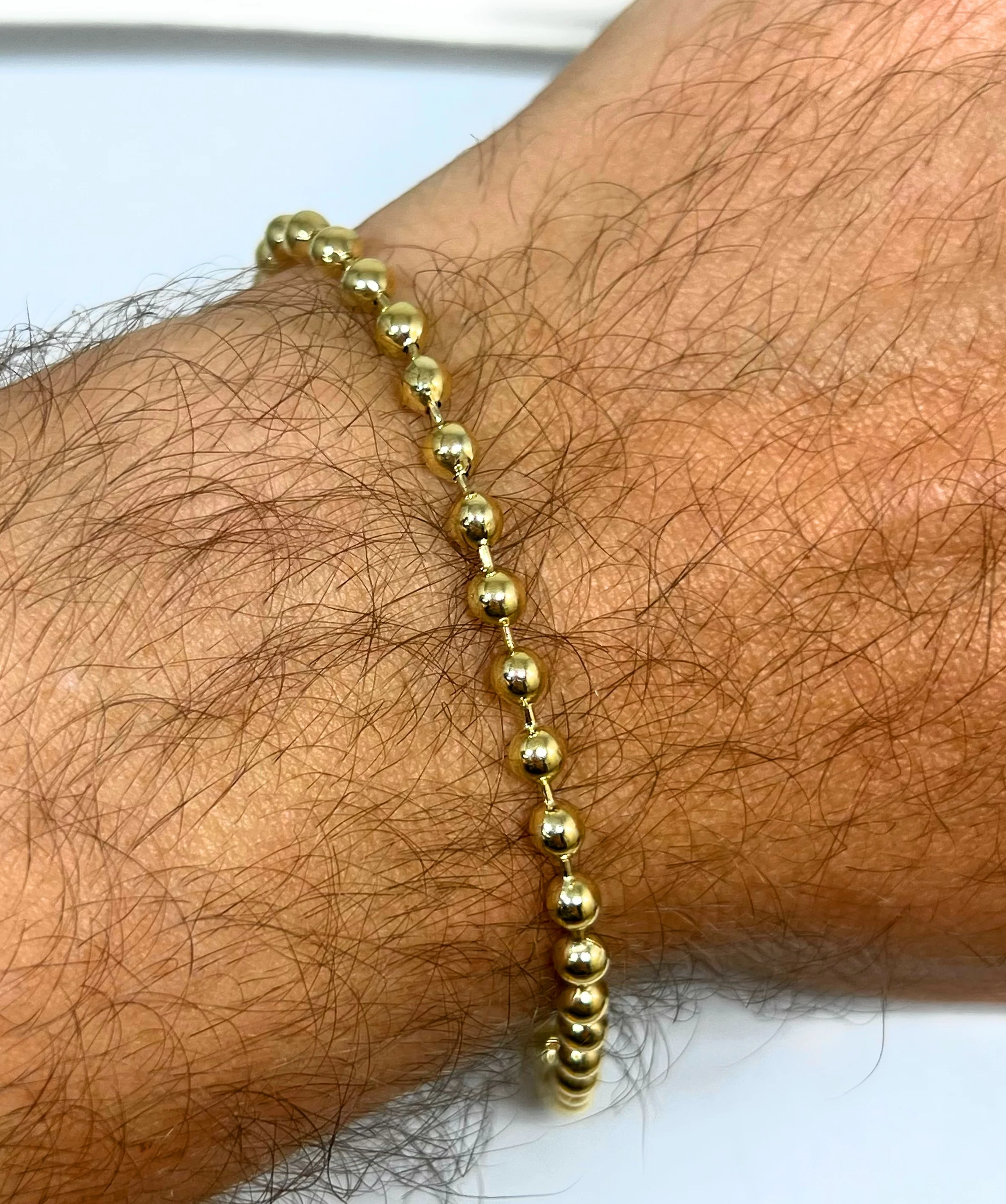 10k Solid Gold Bead Brracelet 7-8 inch 4mm Width - Image 2