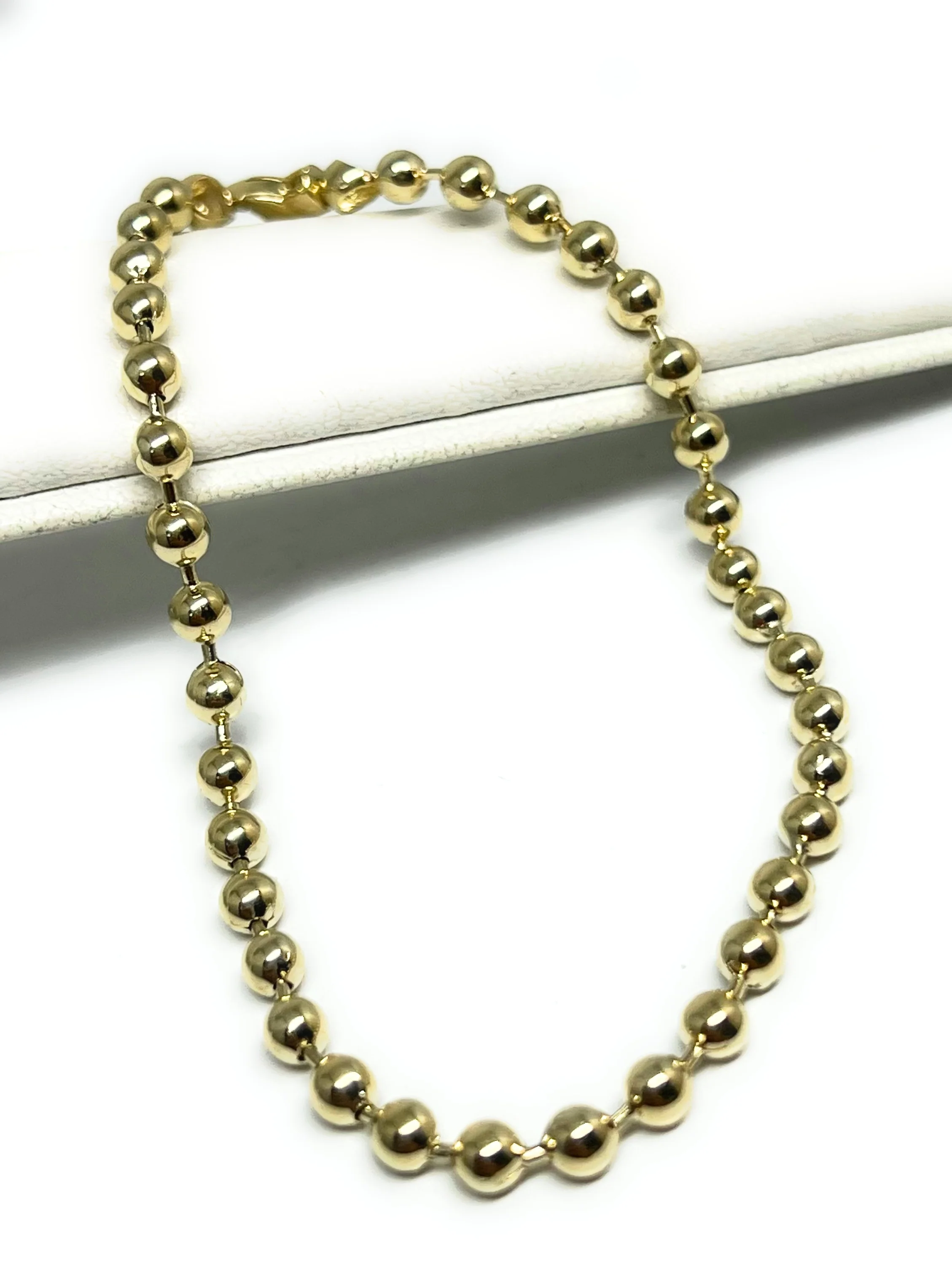 10k Solid Gold Bead Brracelet 7-8 inch 4mm Width - Image 5