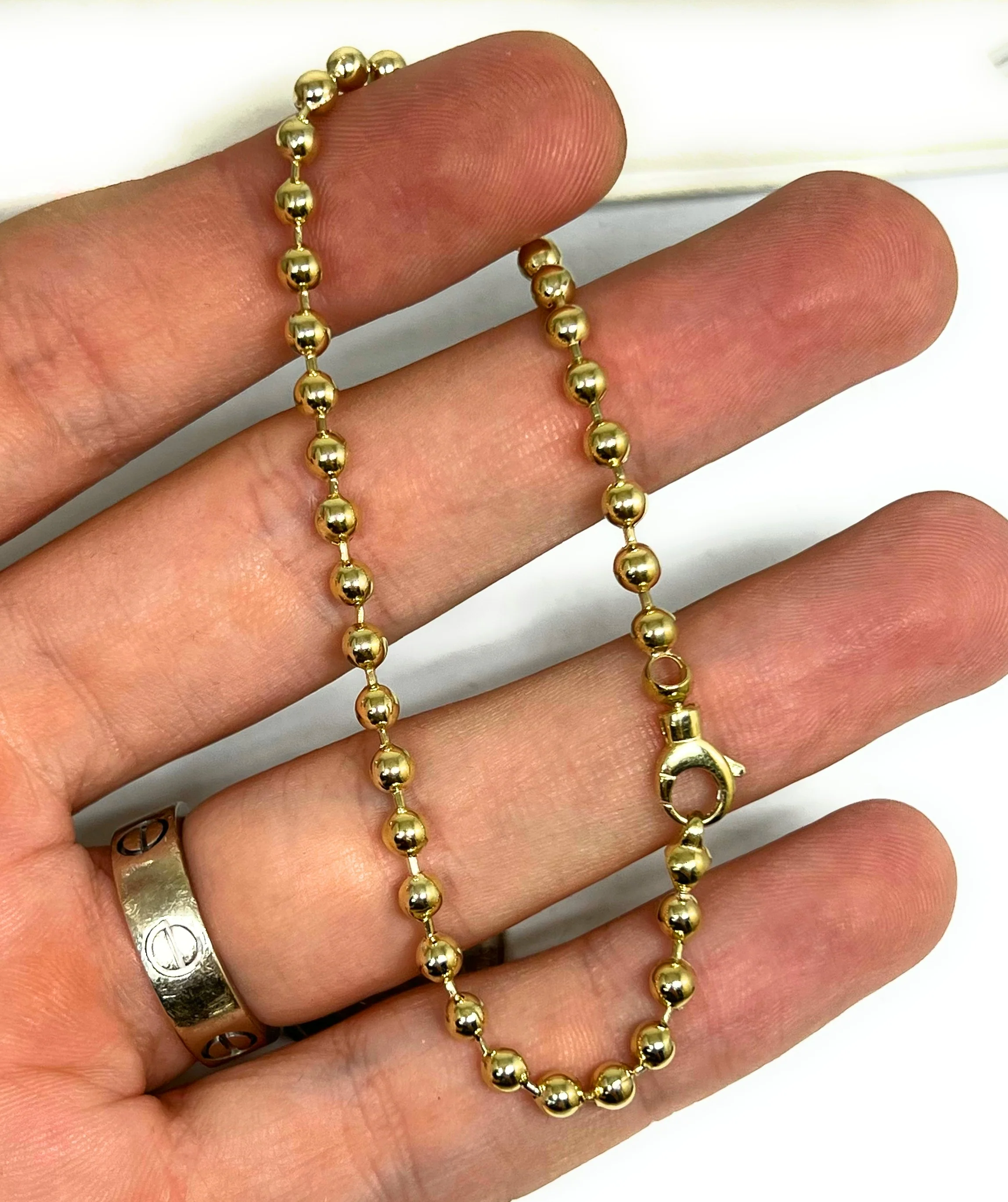 10k Solid Gold Bead Brracelet 7-8 inch 4mm Width - Image 6
