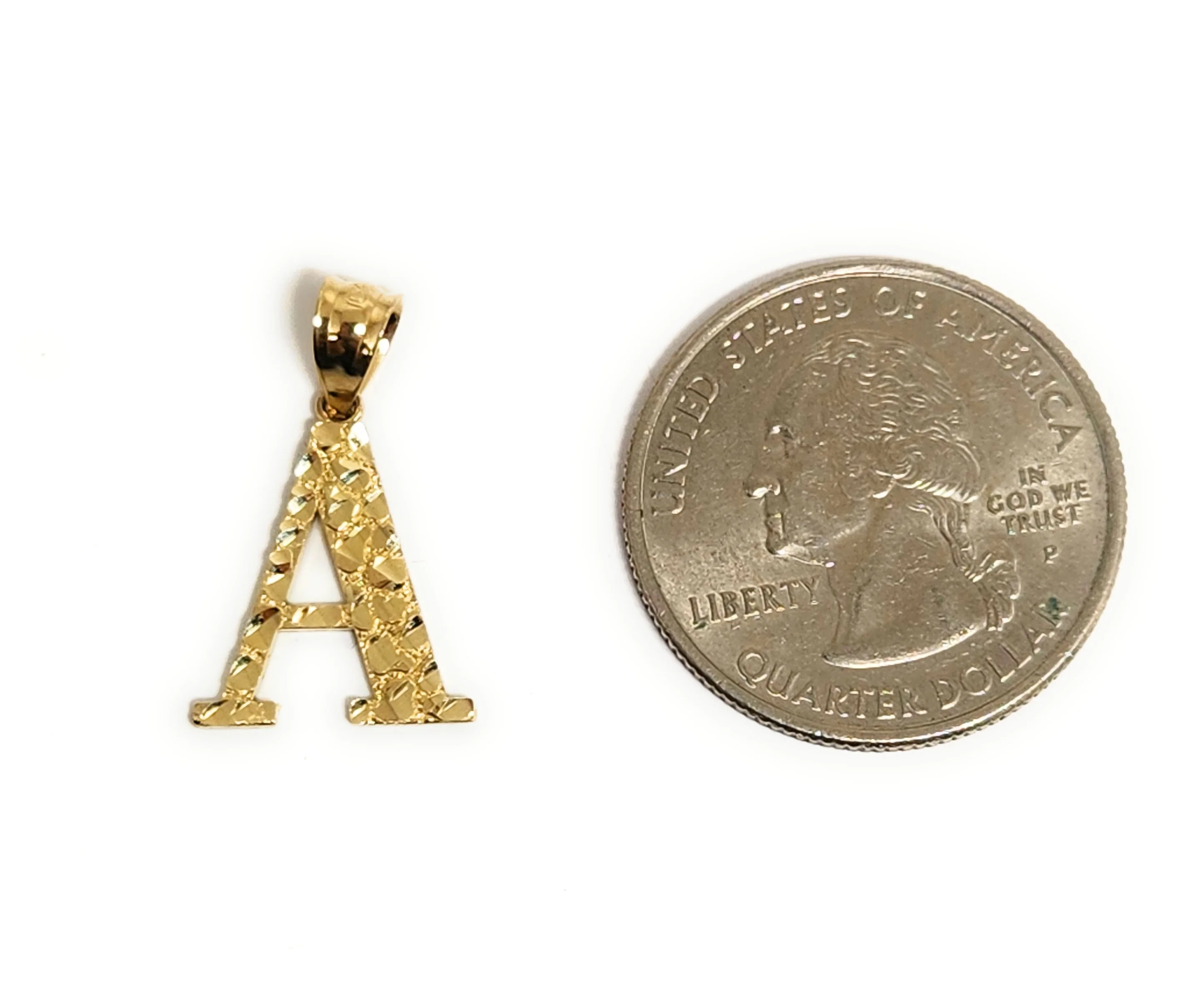 10k Solid Gold BLOCK NUGGET CUSTOMIZED SMALL Initial Letter Pendant - Image 2
