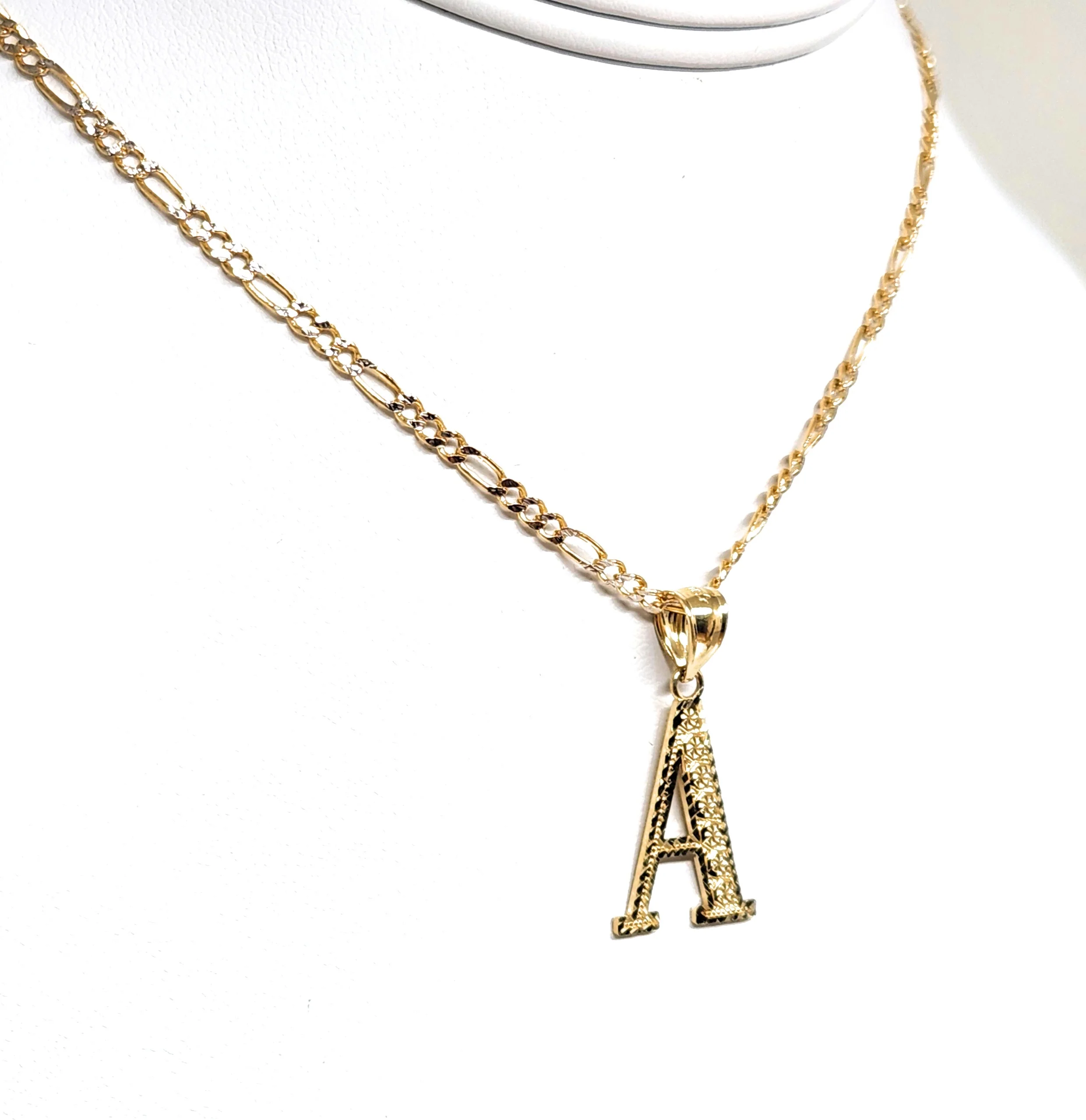 10k Solid Gold BLOCK TEXTURED CUSTOMIZED Initial Letter Pendant - Image 11