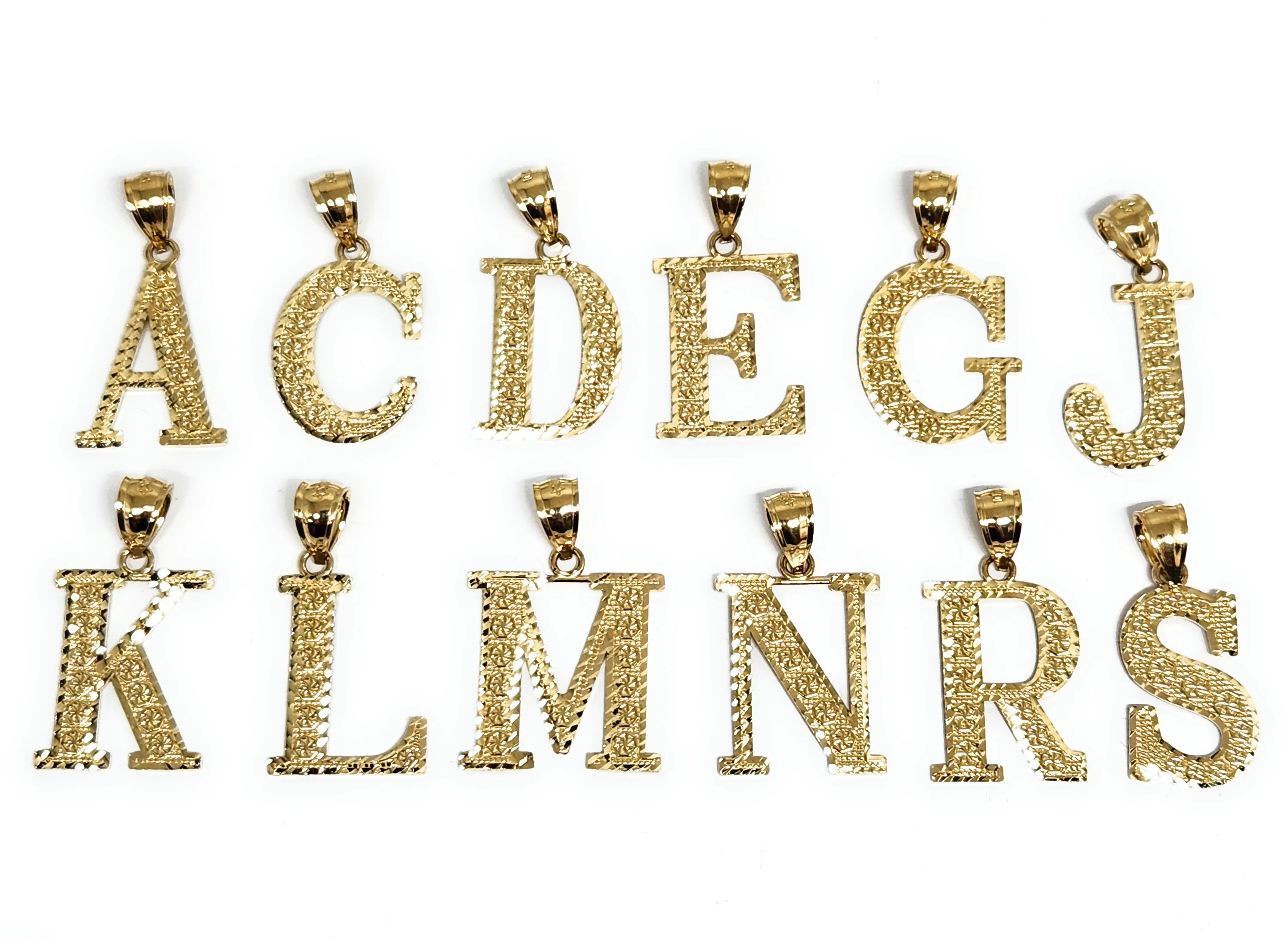 10k Solid Gold BLOCK TEXTURED CUSTOMIZED Initial Letter Pendant - Image 3