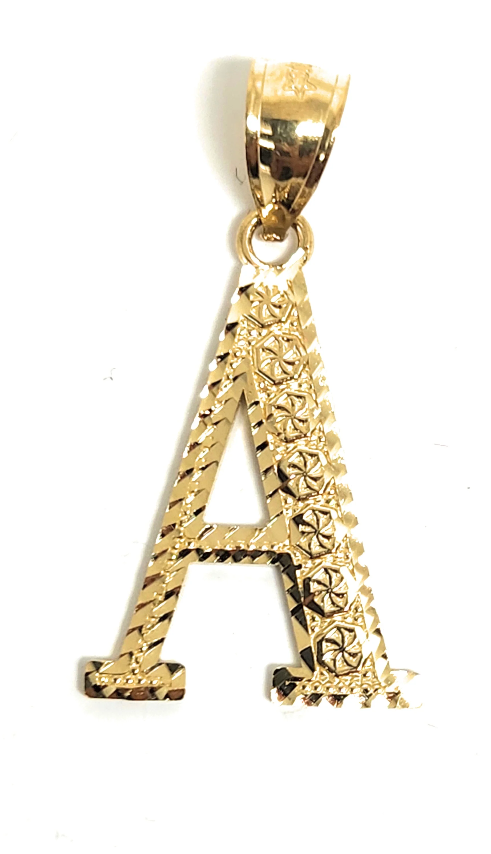 10k Solid Gold BLOCK TEXTURED CUSTOMIZED Initial Letter Pendant - Image 5