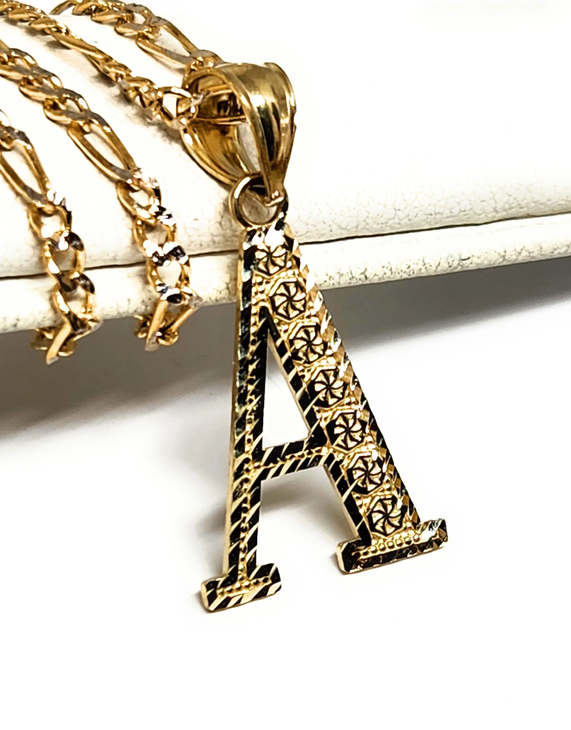 10k Solid Gold BLOCK TEXTURED CUSTOMIZED Initial Letter Pendant - Image 6