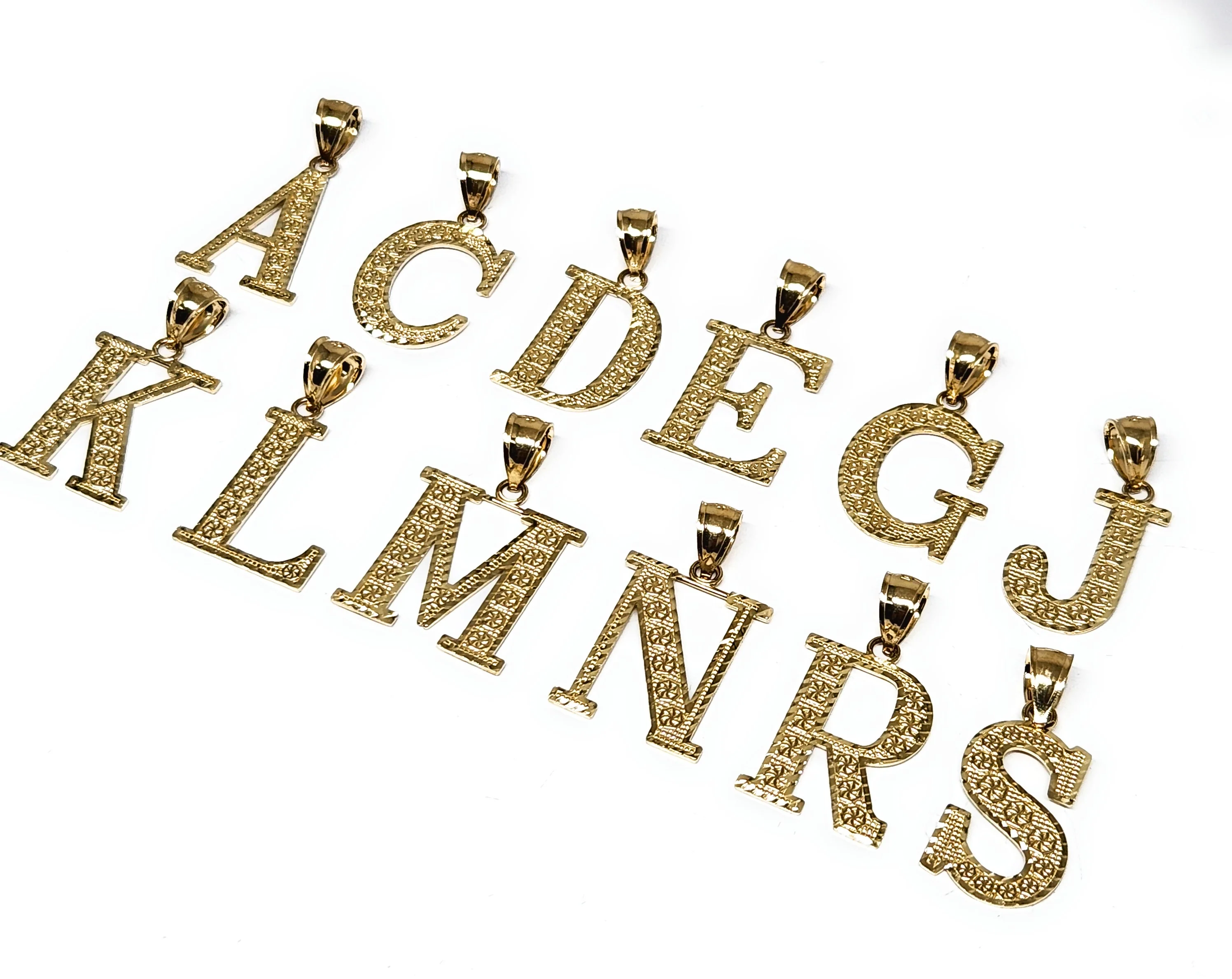 10k Solid Gold BLOCK TEXTURED CUSTOMIZED Initial Letter Pendant - Image 7