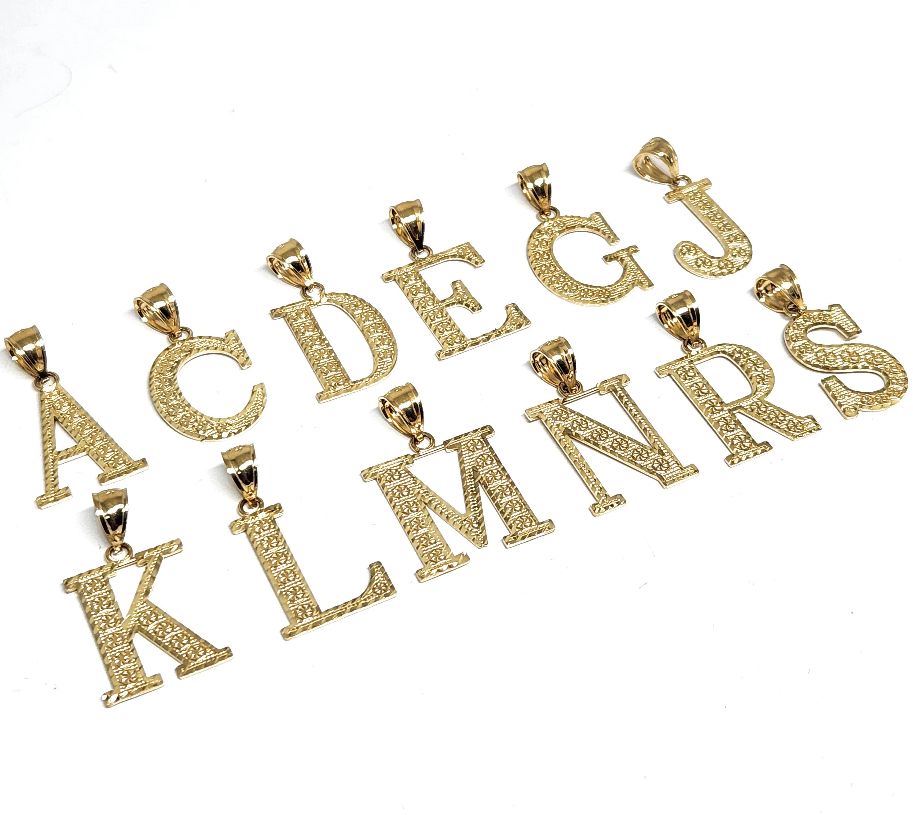 10k Solid Gold BLOCK TEXTURED CUSTOMIZED Initial Letter Pendant - Image 8