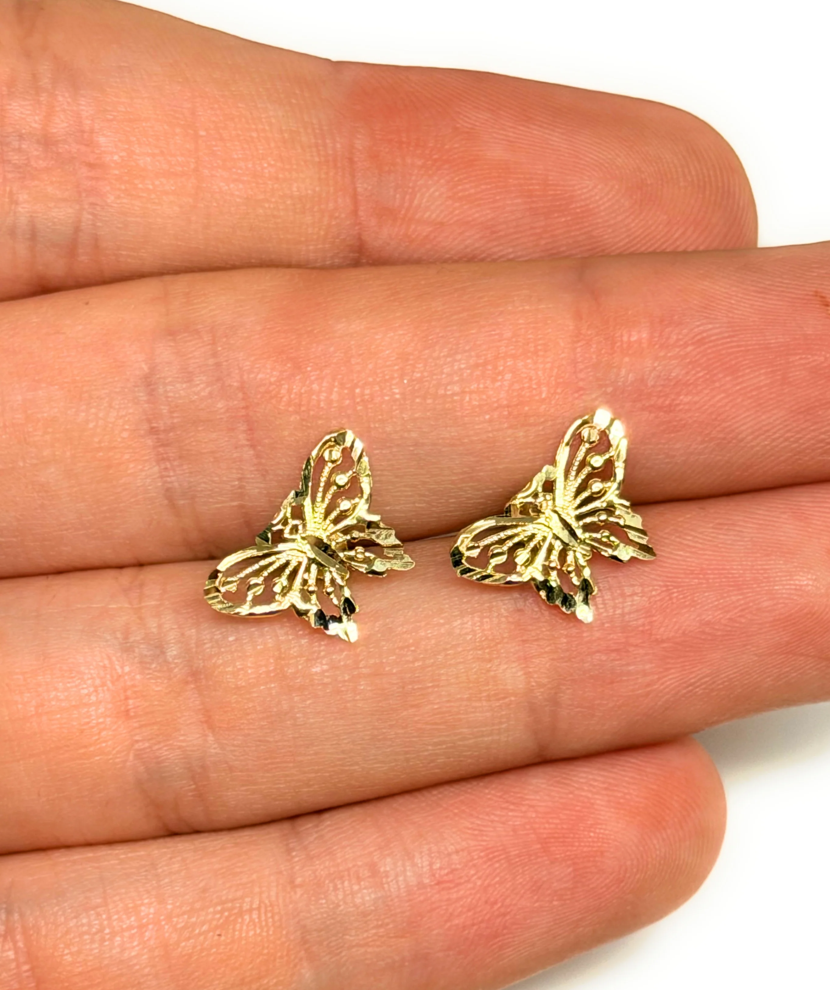 10k Solid Gold BUTTERFLY Dainty Stud Earrings - Image 2