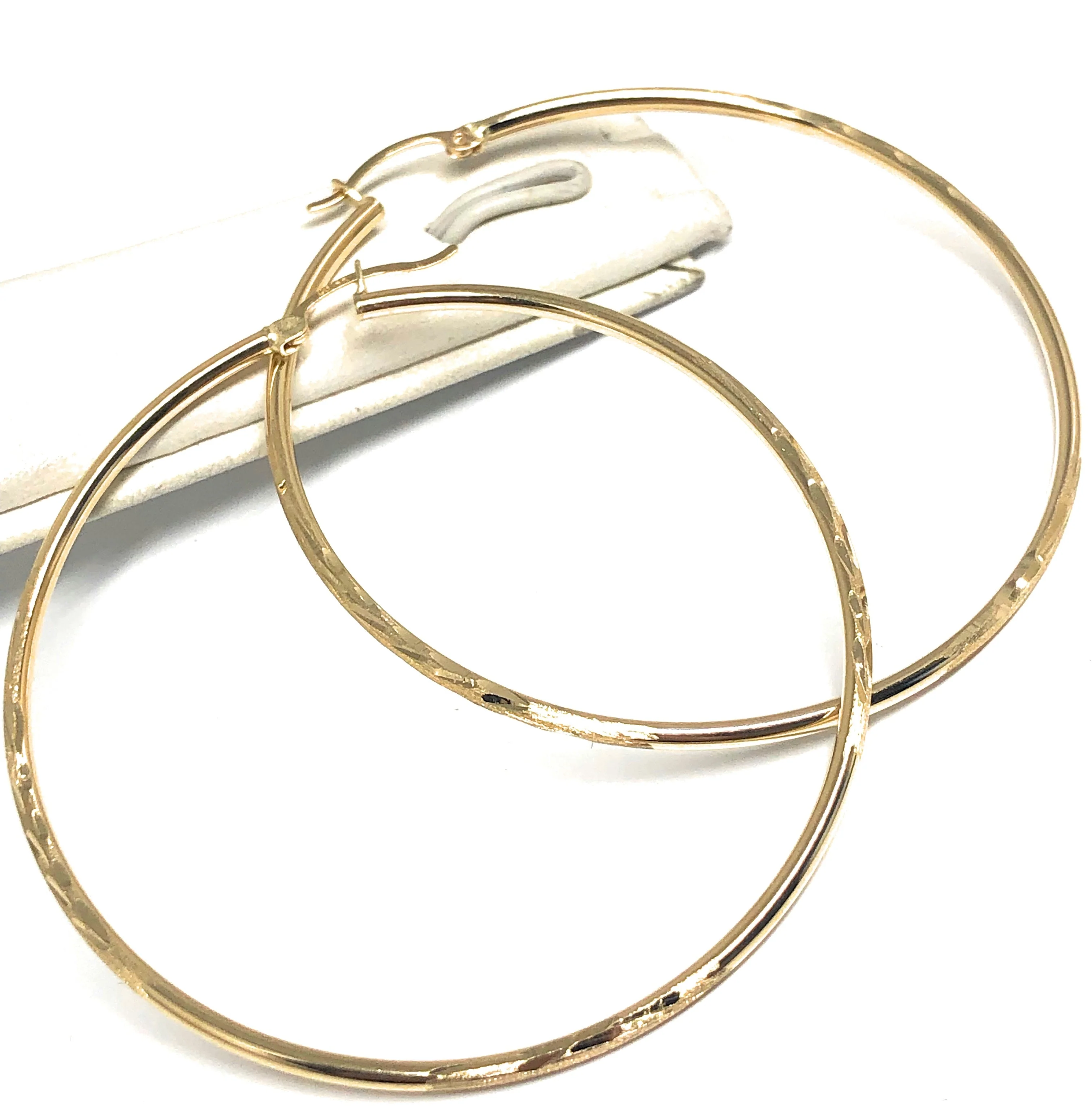 10k Solid Gold Classic Hoop Earrings - Image 5