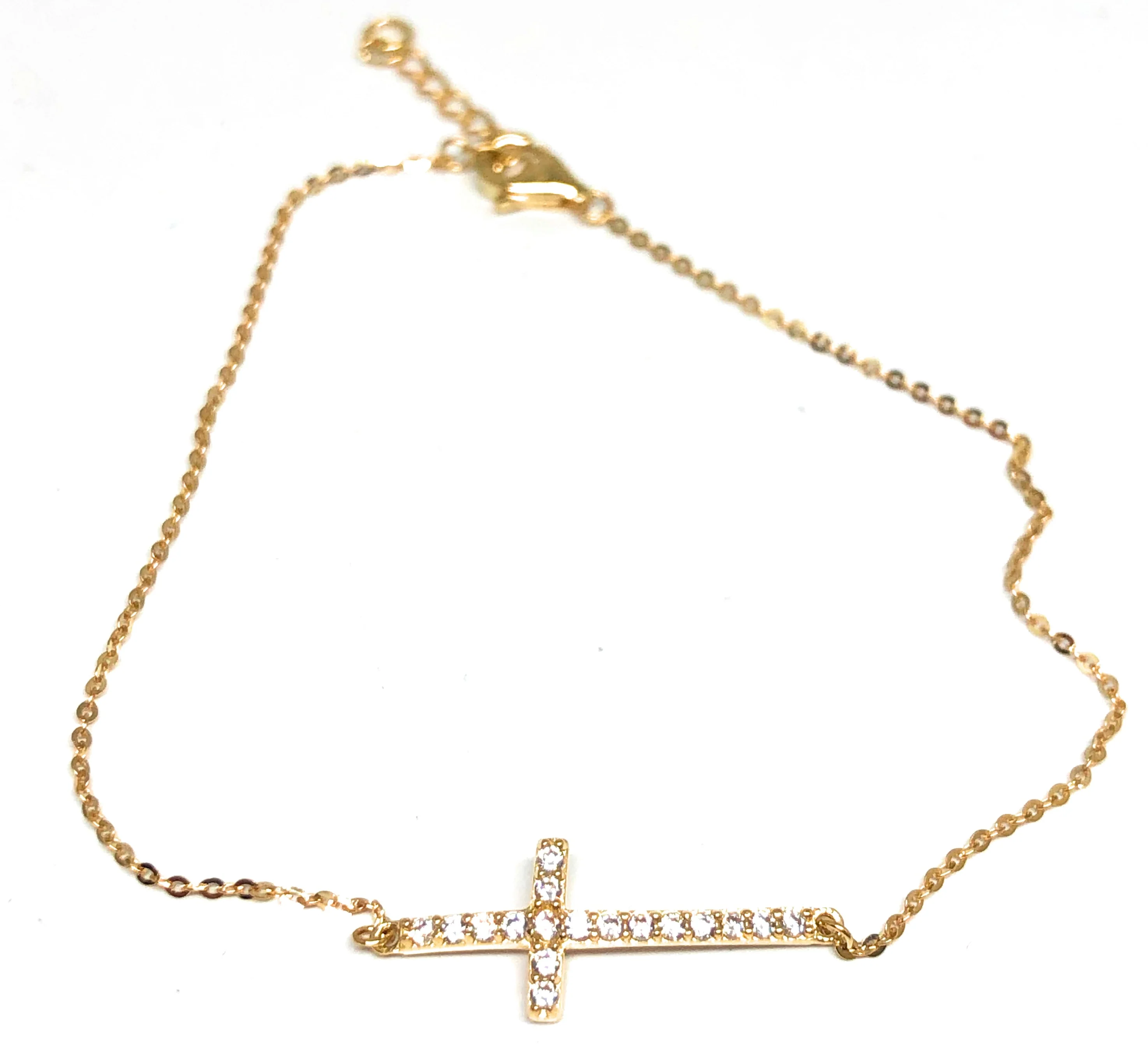 10k Solid Gold Cross CZ Brracelet 8 inch (FC) - Image 4