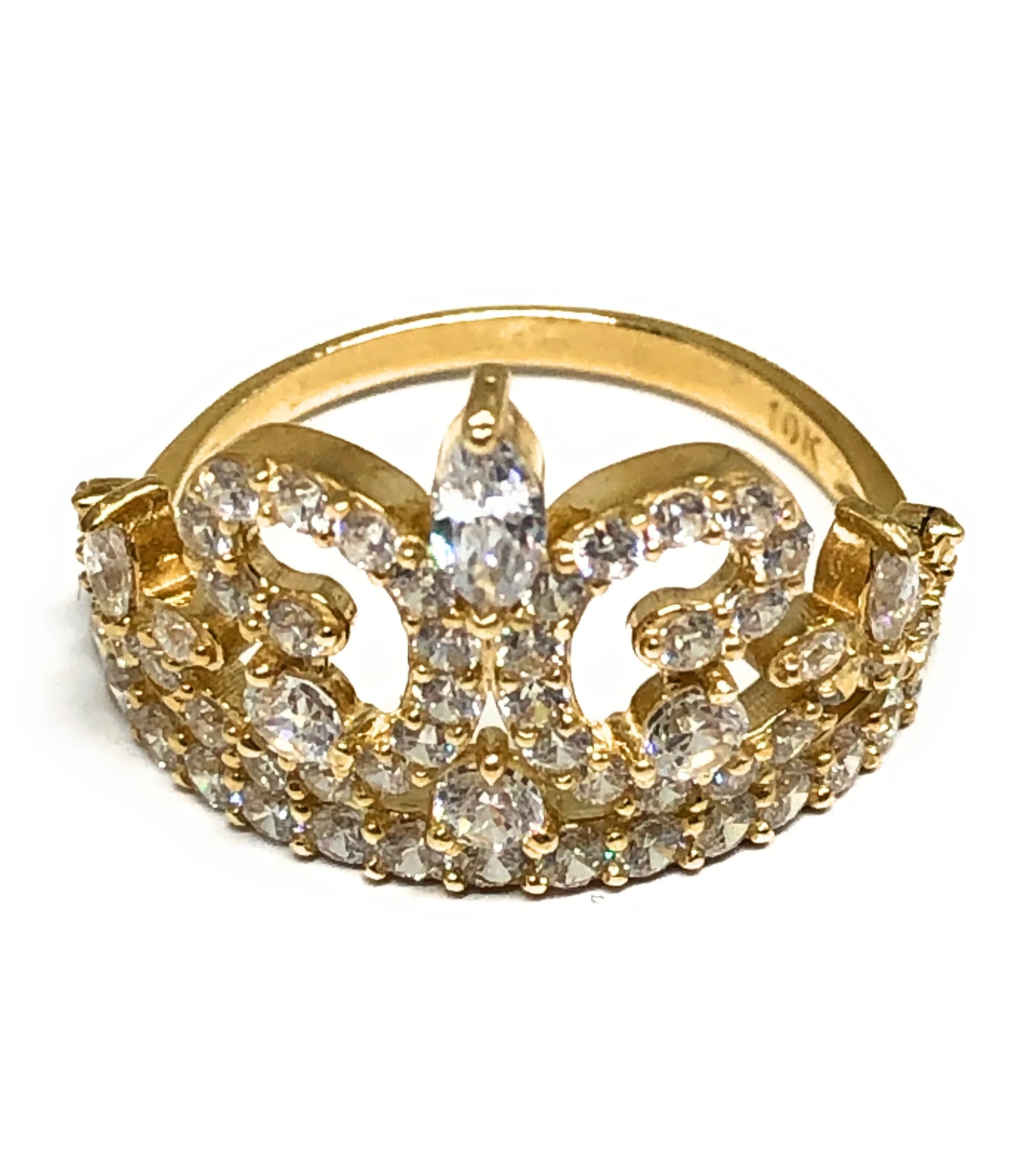 10k Solid Gold Crown Cubic Zirconia Ring