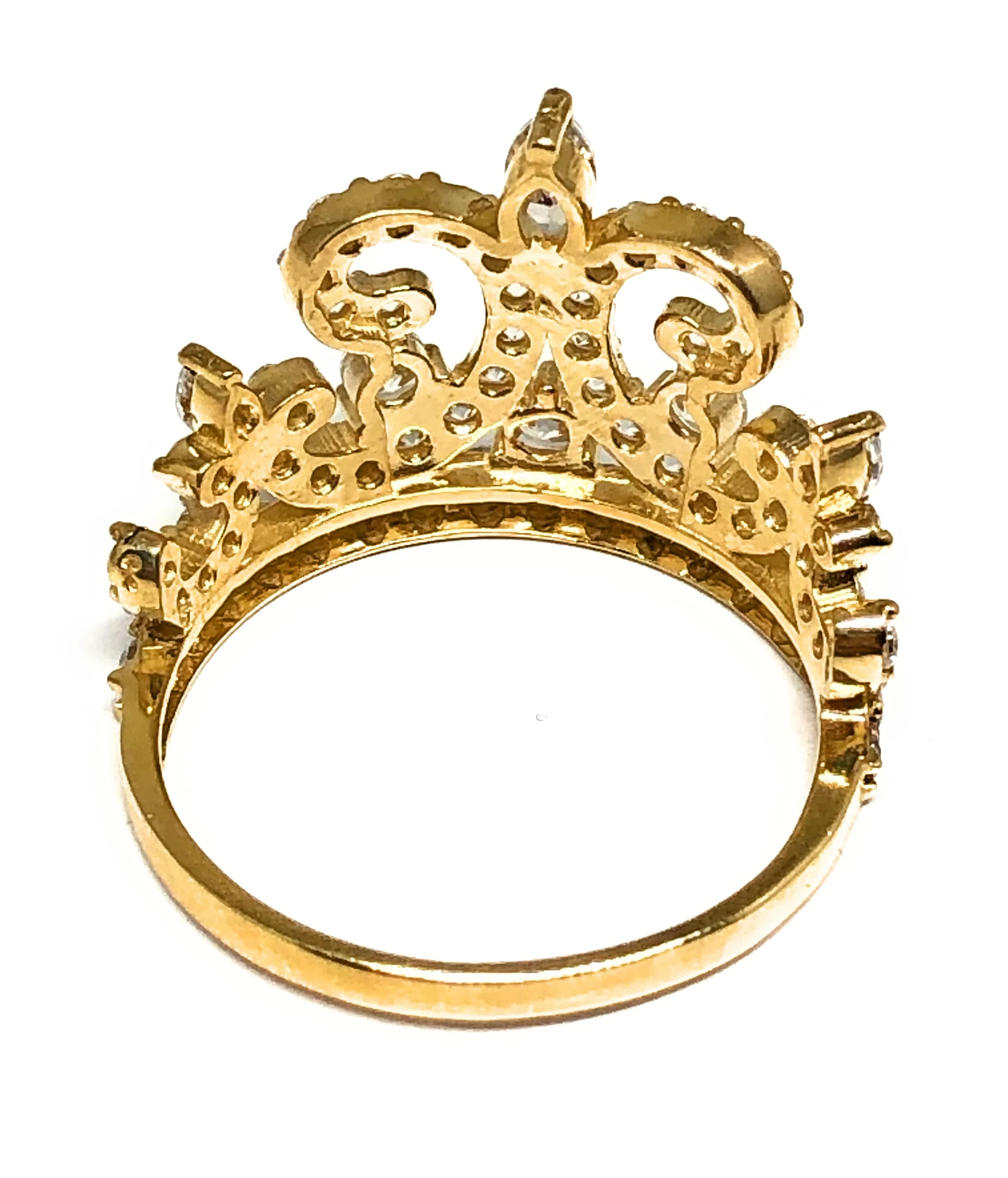10k Solid Gold Crown Cubic Zirconia Ring - Image 2