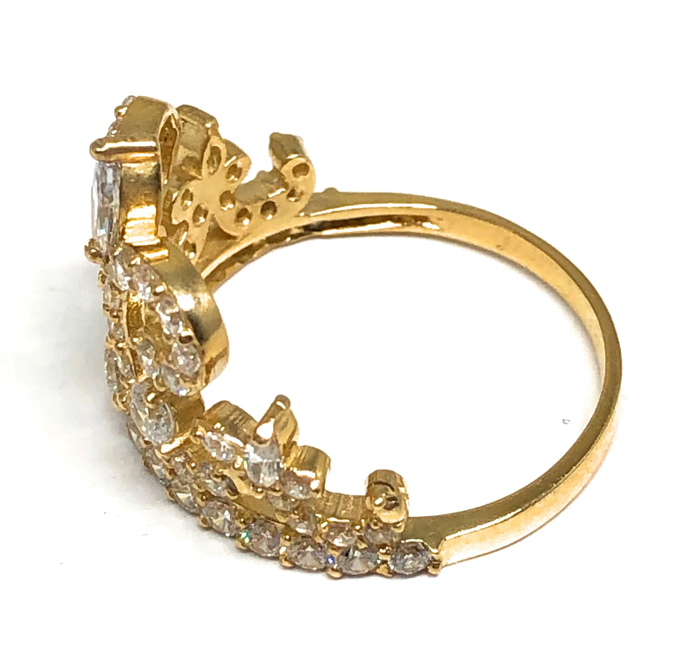 10k Solid Gold Crown Cubic Zirconia Ring - Image 3