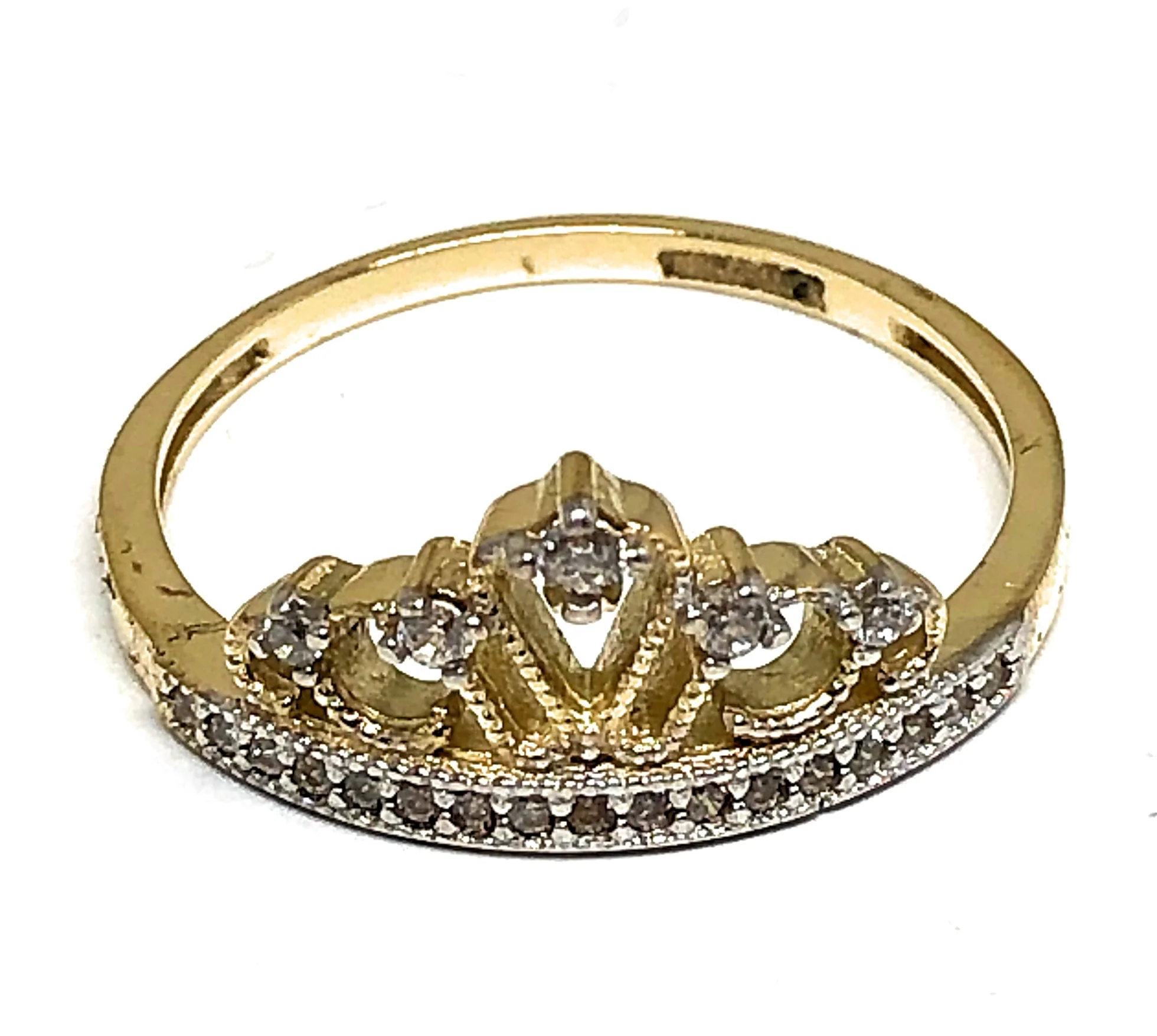 10k Solid Gold Crown Cubic Zirconia Ring