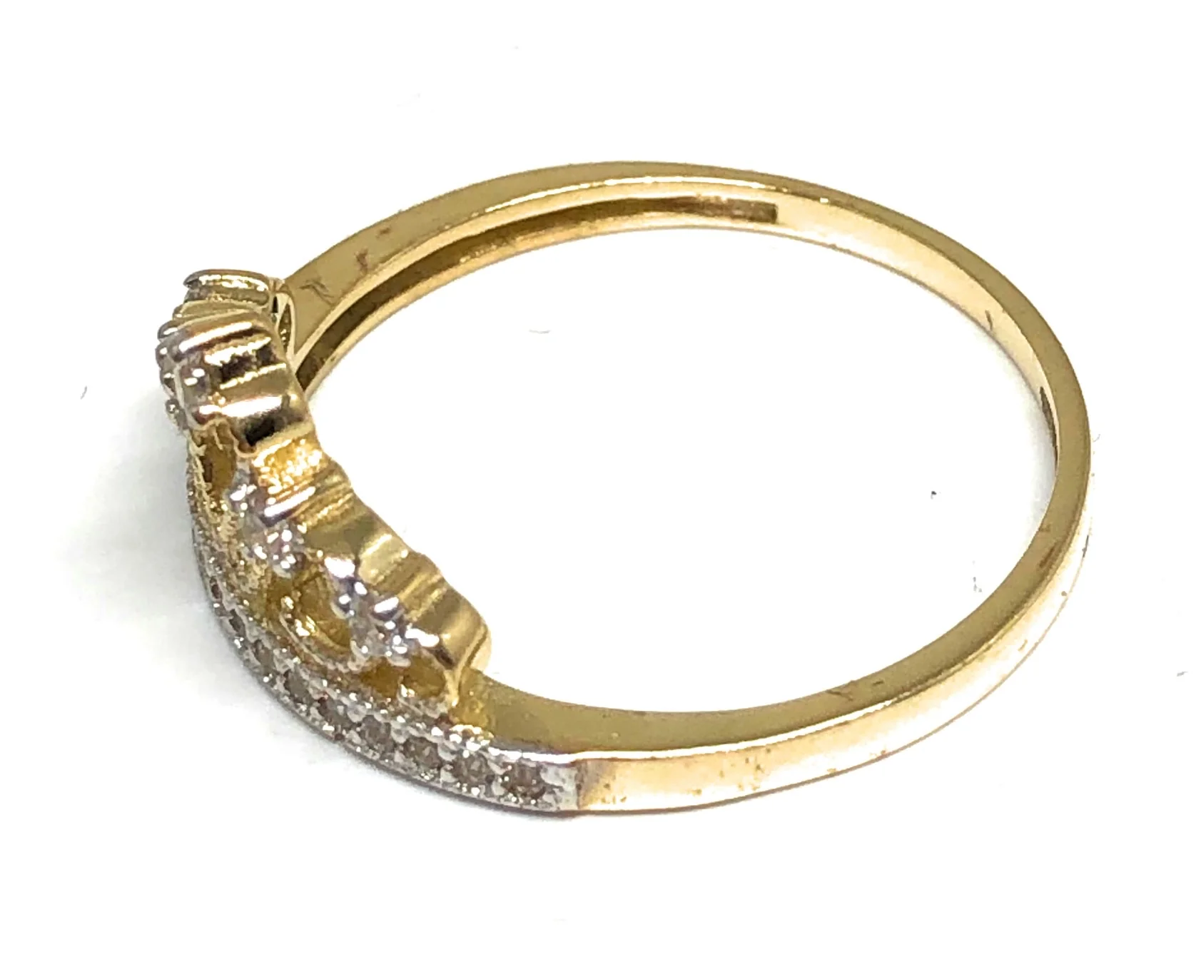 10k Solid Gold Crown Cubic Zirconia Ring - Image 2