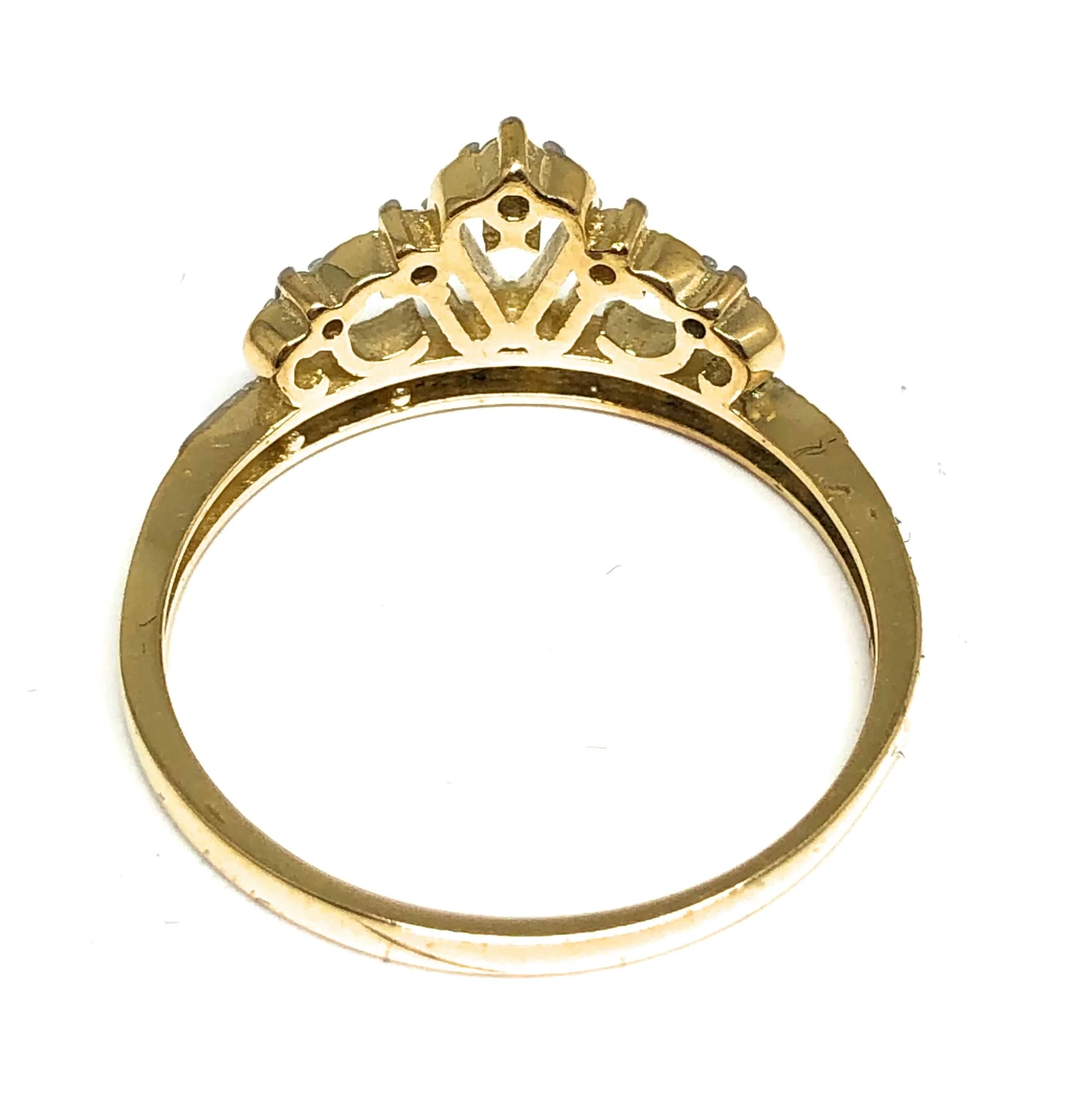 10k Solid Gold Crown Cubic Zirconia Ring - Image 3