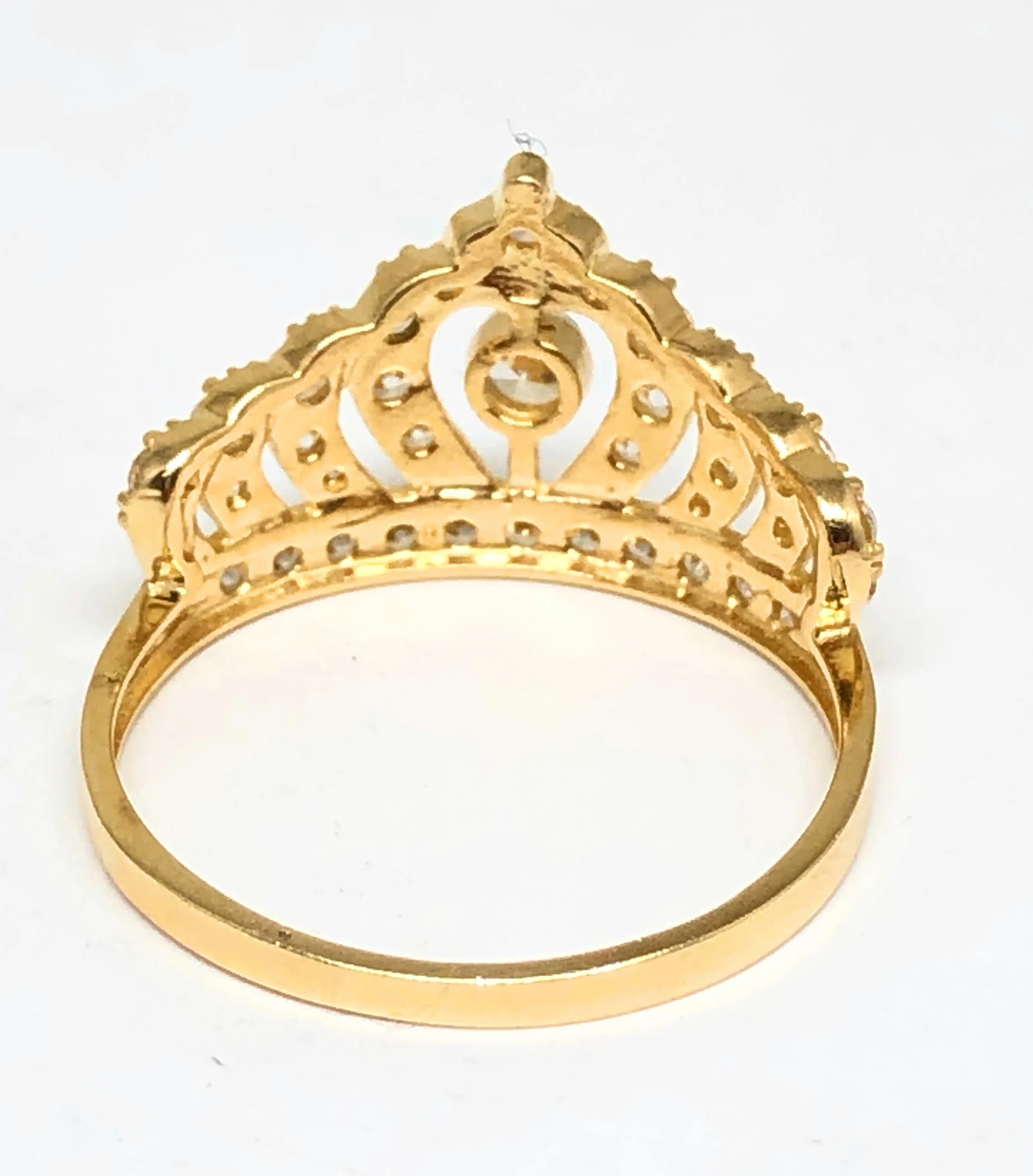 10k Solid Gold Crown Cubic Zirconia Ring - Image 4