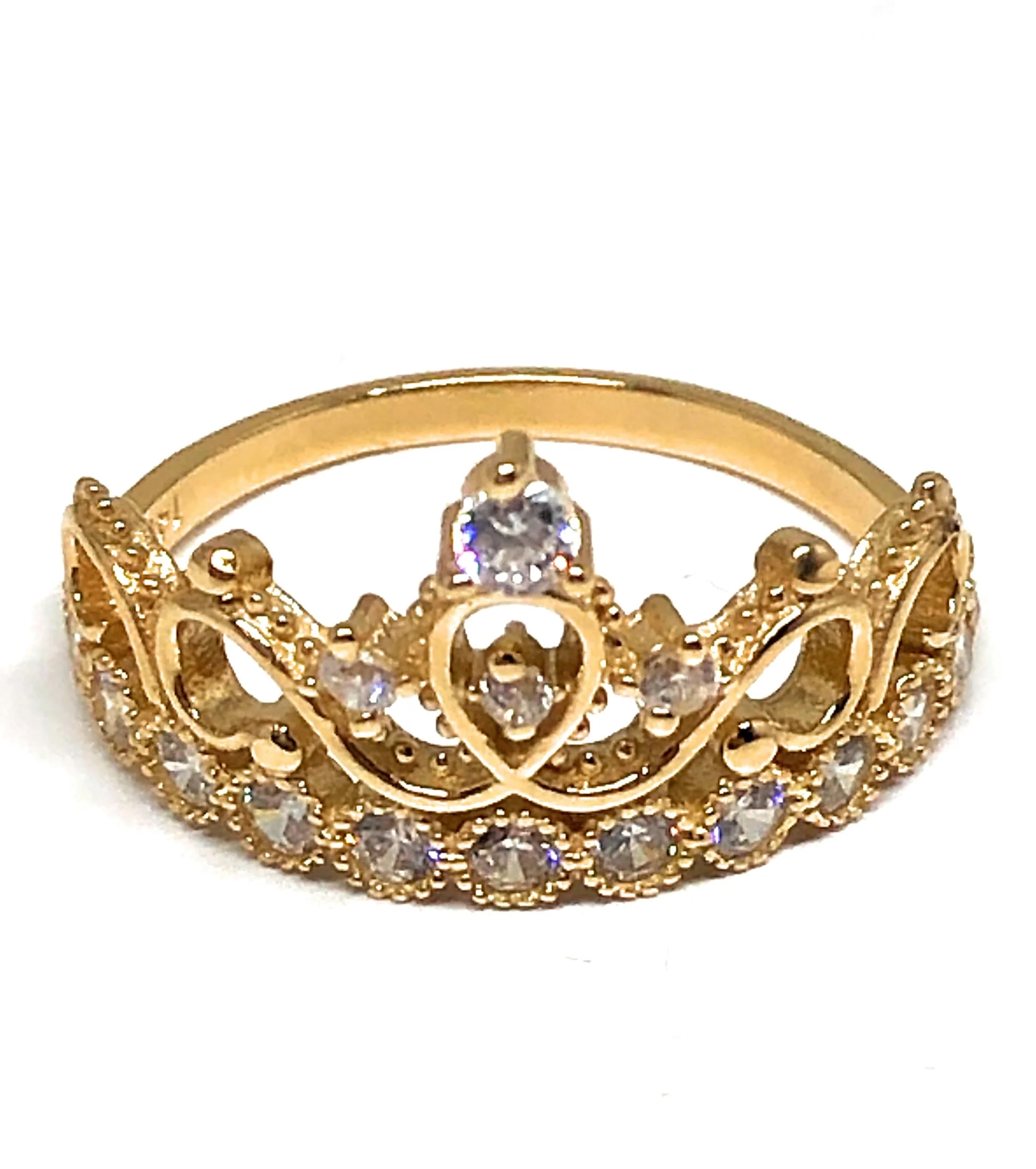 10k Solid Gold Crown Cubic Zirconia Ring