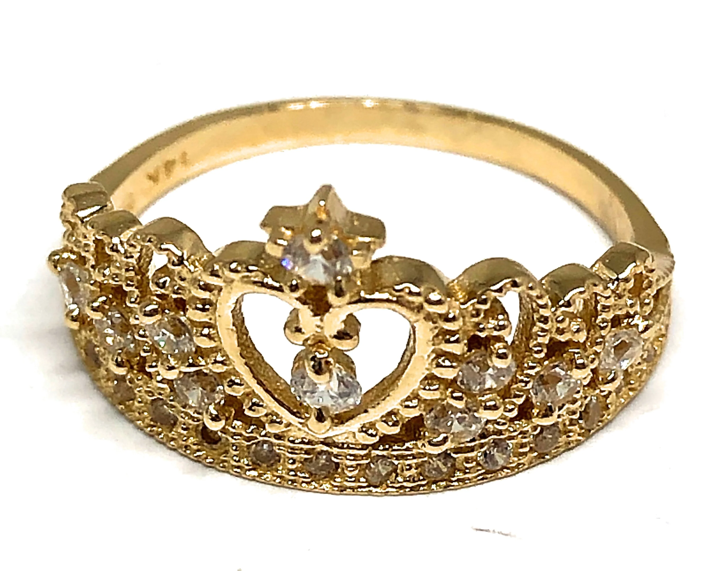 10k Solid Gold Crown Cubic Zirconia Ring