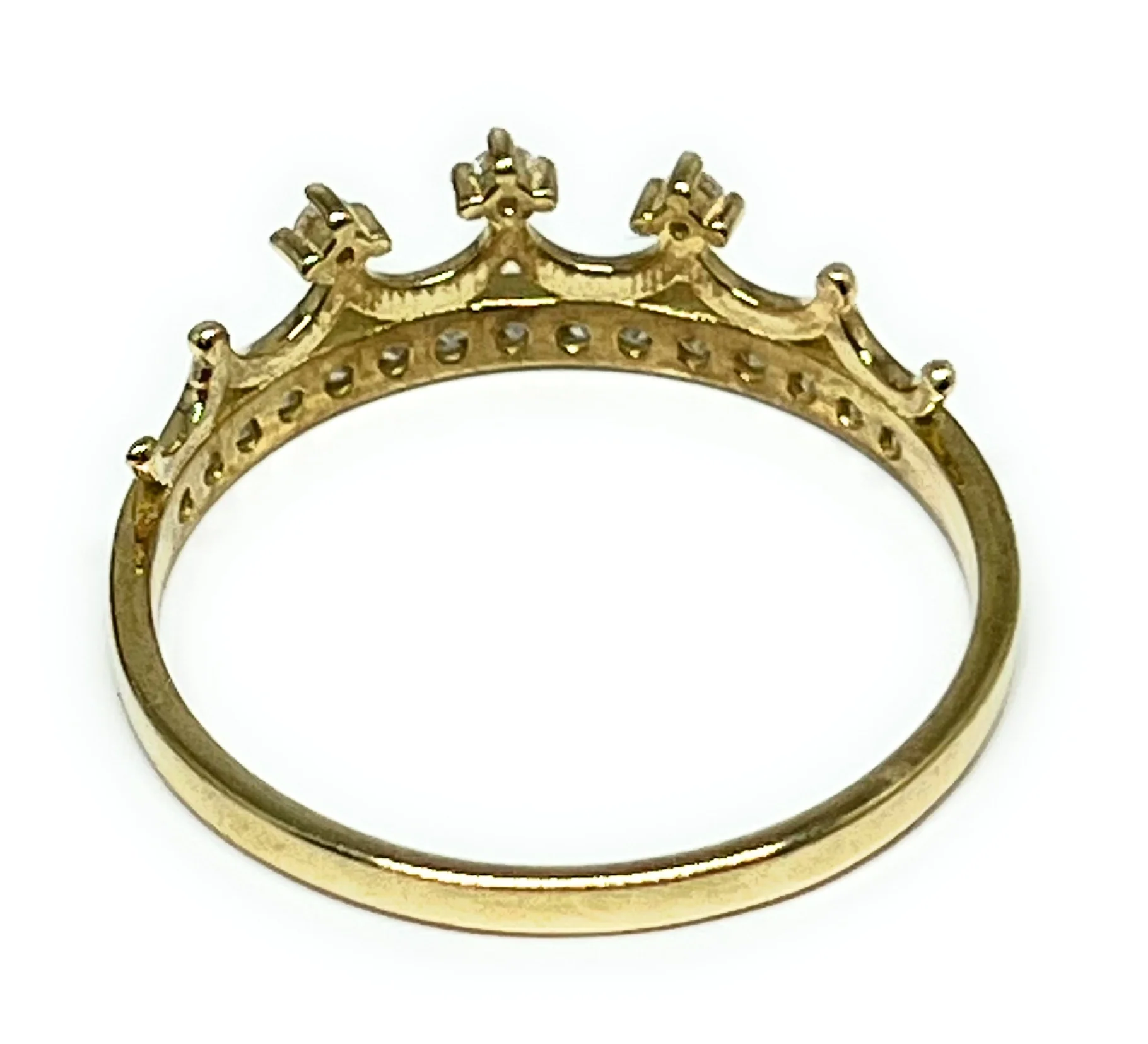 10k Solid Gold Crown Cubic Zirconia Ring - Image 3