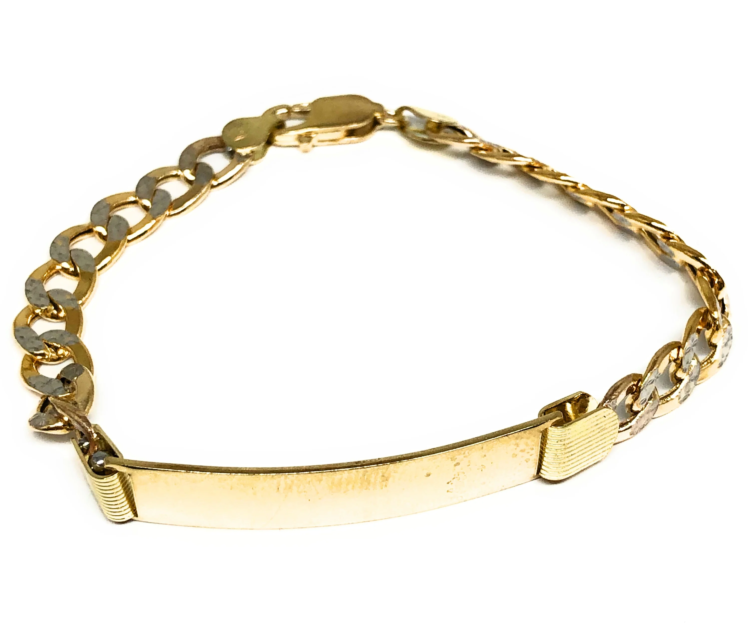 10k Solid Gold Cuban Link Brracelet 8-8.5 inch length 6.5-8mm Width Diamond Cut (White Gold) (Free Engraving, Email us name!) - Image 3
