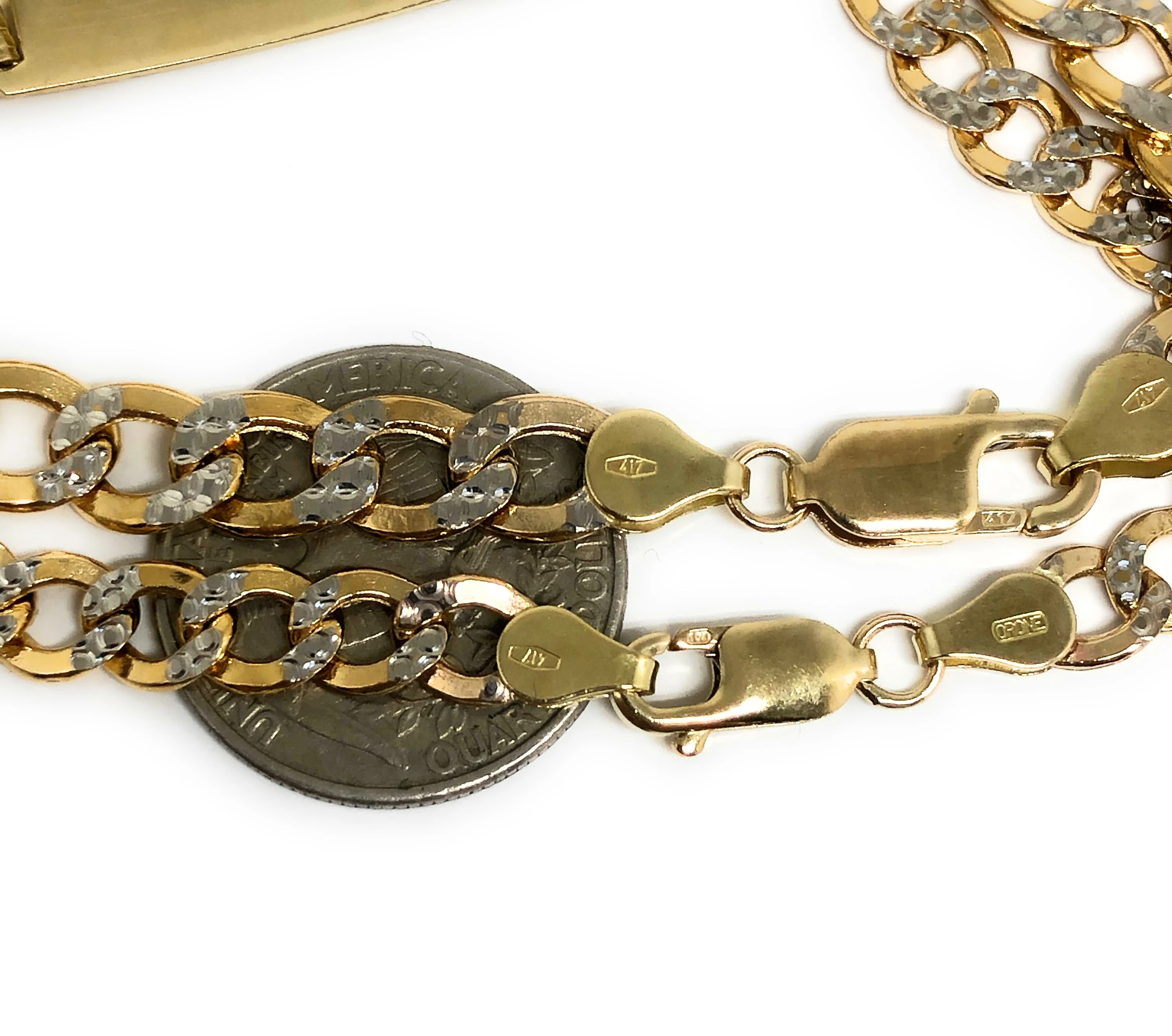10k Solid Gold Cuban Link Brracelet 8-8.5 inch length 6.5-8mm Width Diamond Cut (White Gold) (Free Engraving, Email us name!) - Image 4