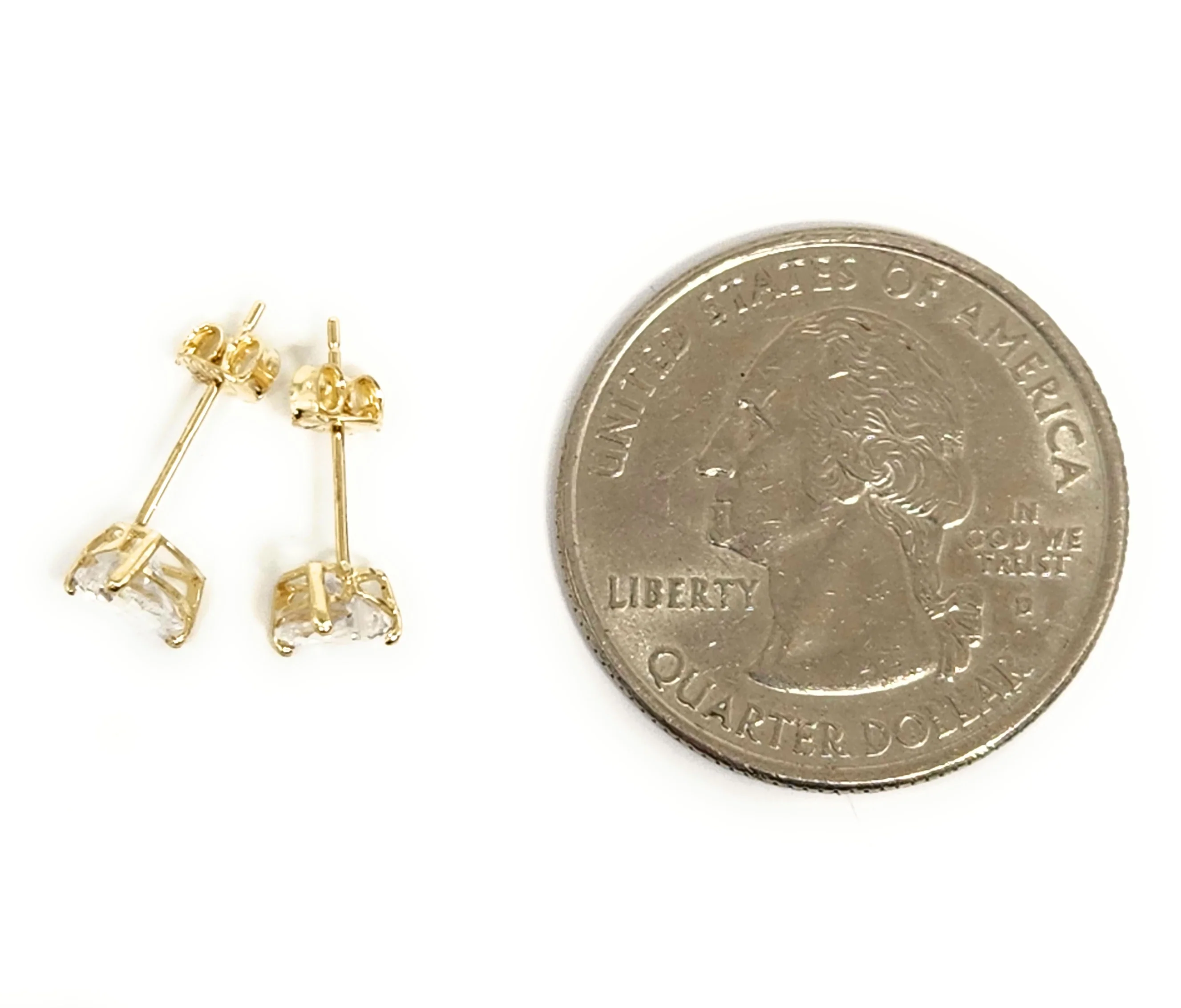 10k Solid Gold Cubic Zirconia Heart Stud Earrings (FCE 16) - Image 2