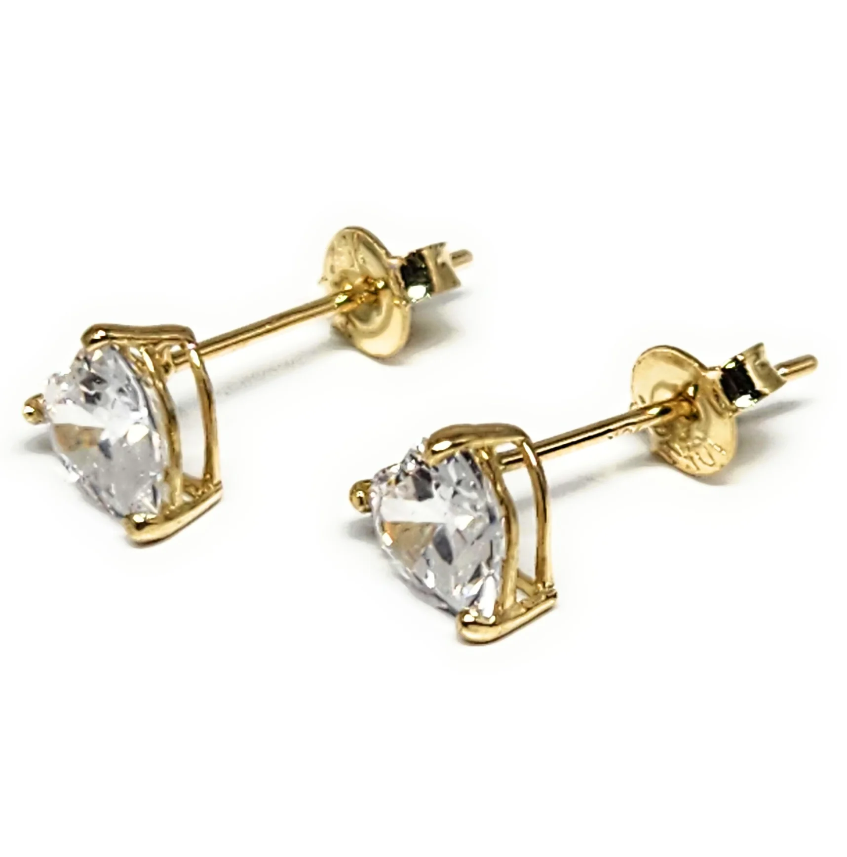 10k Solid Gold Cubic Zirconia Heart Stud Earrings (FCE 16) - Image 3