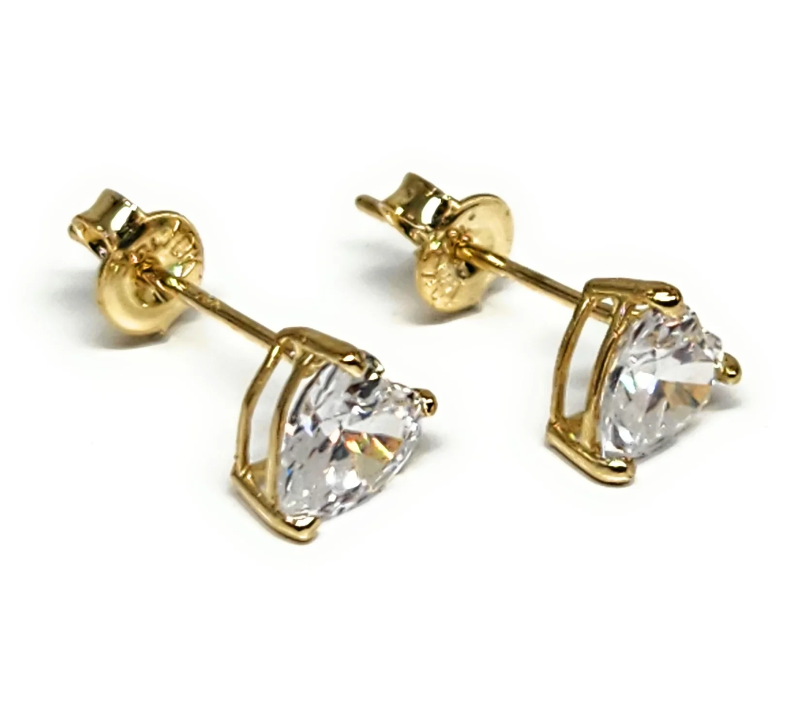 10k Solid Gold Cubic Zirconia Heart Stud Earrings (FCE 16) - Image 4