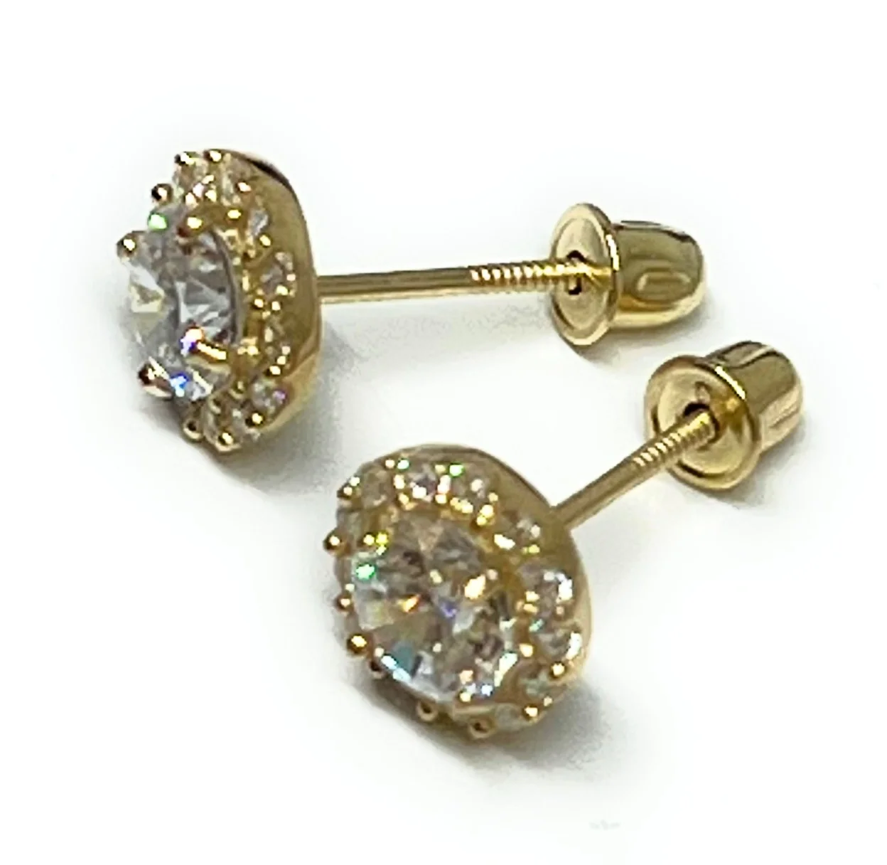 10k Solid Gold Cubic Zirconia Mini Dainty Stud Earrings (FCE 08) - Image 2