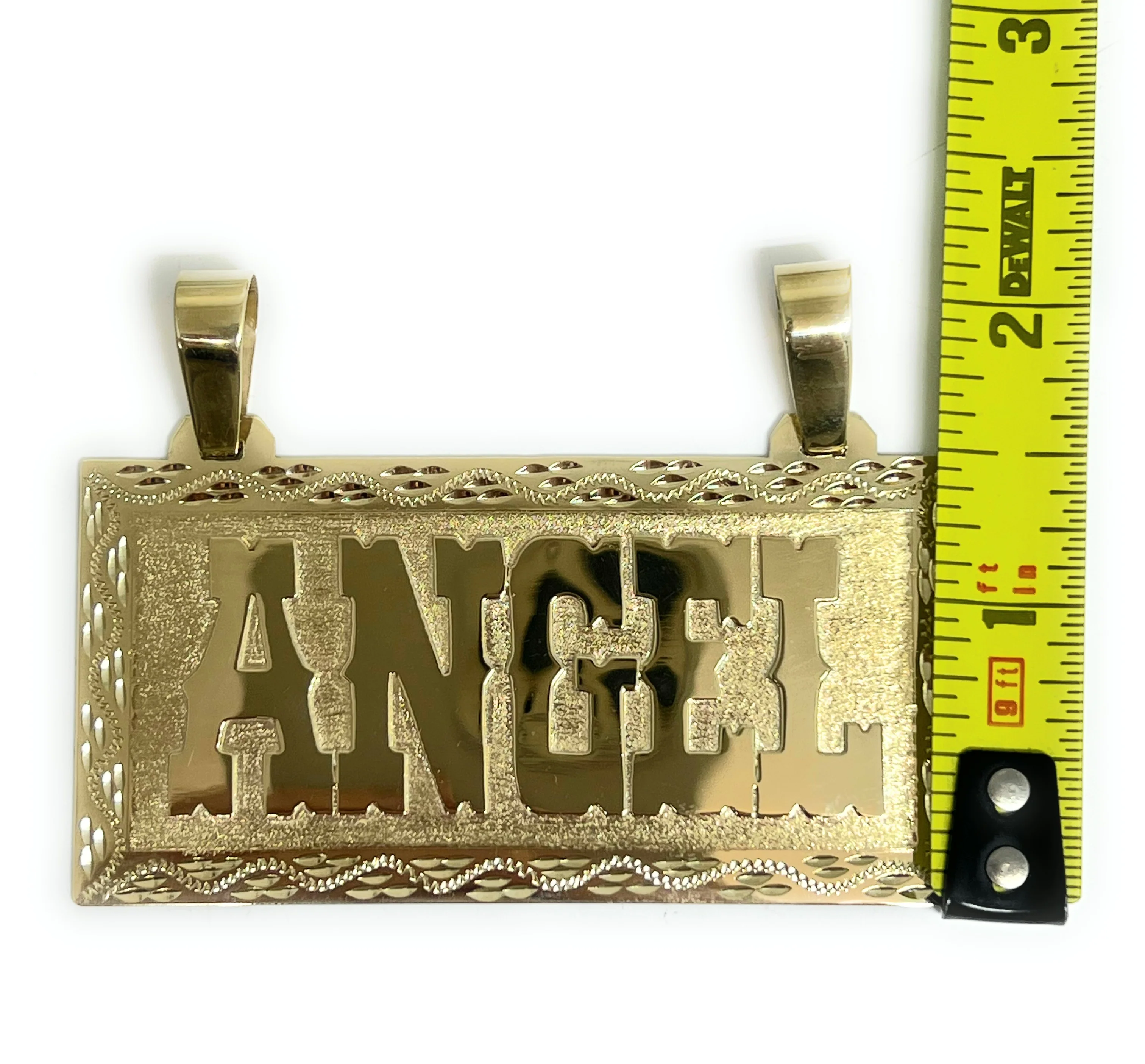 10k Solid Gold Custom VAQUERO STYLE BIG EXTRA LARGE Nameplate Pendant (23g) - Image 3