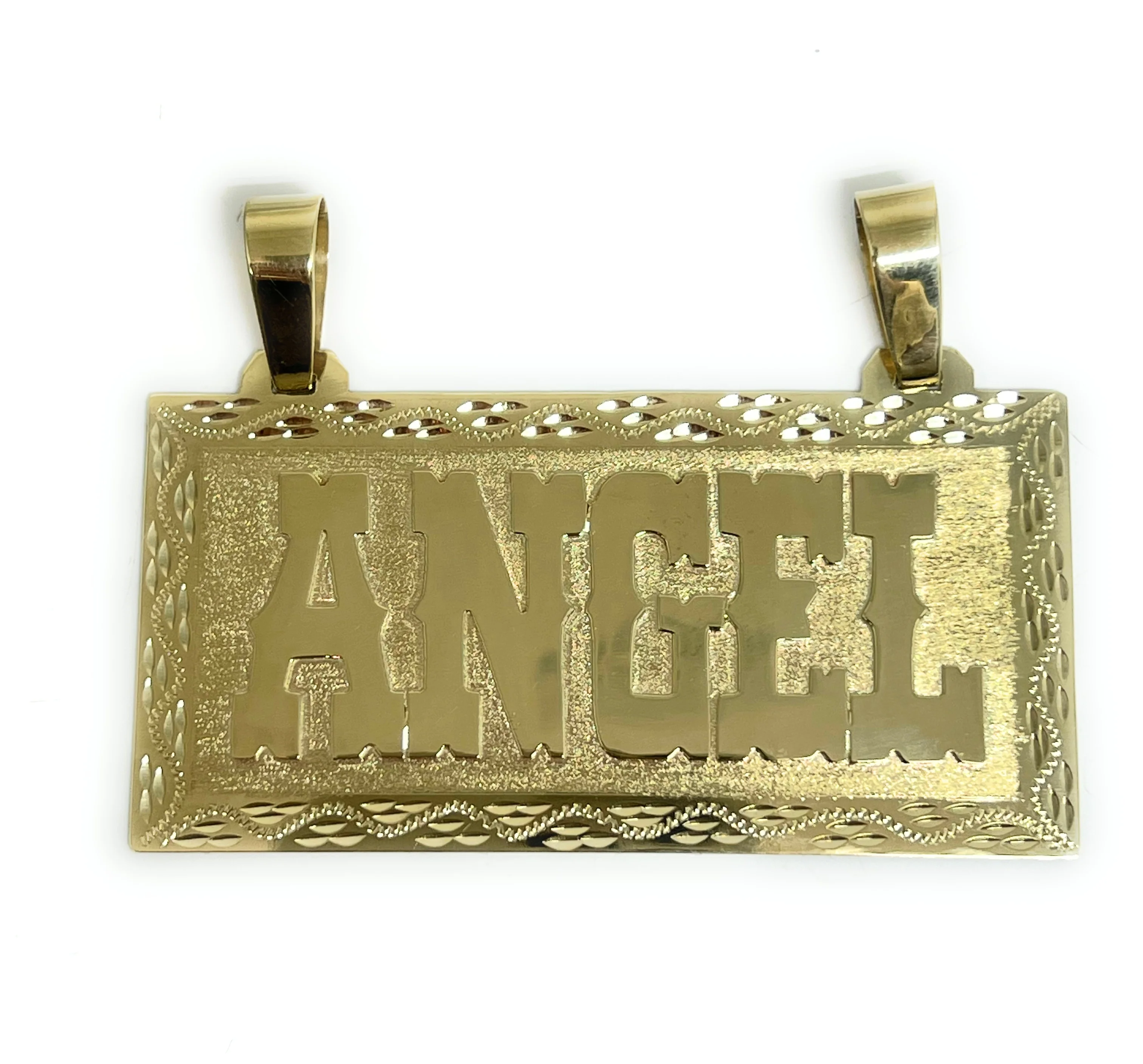 10k Solid Gold Custom VAQUERO STYLE BIG EXTRA LARGE Nameplate Pendant (23g) - Image 8
