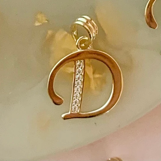 10k Solid Gold CZ Cursive CUSTOMIZED Initial Letter Pendant (FC) - Image 11