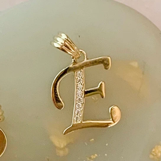 10k Solid Gold CZ Cursive CUSTOMIZED Initial Letter Pendant (FC) - Image 12