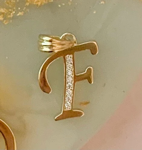 10k Solid Gold CZ Cursive CUSTOMIZED Initial Letter Pendant (FC) - Image 13