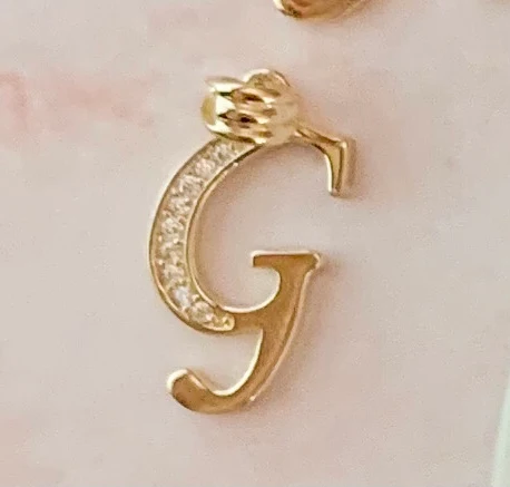 10k Solid Gold CZ Cursive CUSTOMIZED Initial Letter Pendant (FC) - Image 14