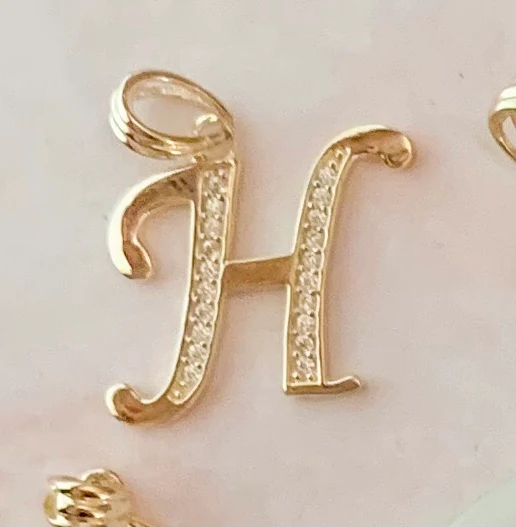 10k Solid Gold CZ Cursive CUSTOMIZED Initial Letter Pendant (FC) - Image 15
