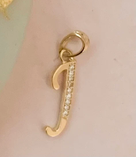 10k Solid Gold CZ Cursive CUSTOMIZED Initial Letter Pendant (FC) - Image 17