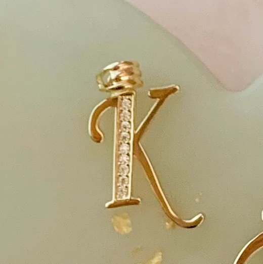 10k Solid Gold CZ Cursive CUSTOMIZED Initial Letter Pendant (FC) - Image 18