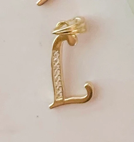 10k Solid Gold CZ Cursive CUSTOMIZED Initial Letter Pendant (FC) - Image 19