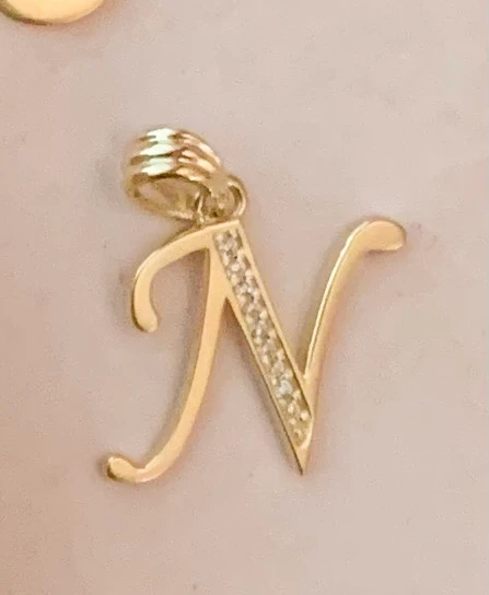 10k Solid Gold CZ Cursive CUSTOMIZED Initial Letter Pendant (FC) - Image 21