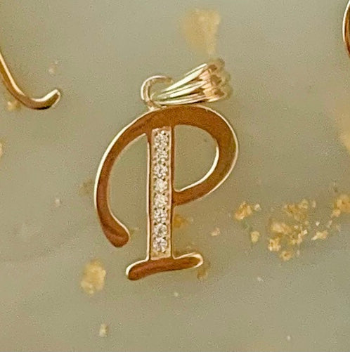10k Solid Gold CZ Cursive CUSTOMIZED Initial Letter Pendant (FC) - Image 23